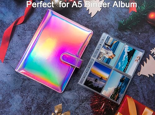 Miniatura 10 de Paquete de 30 fundas para tarjetas fotográficas A5 de 6 anillas y 240 bolsillos de 2.5 x 3.5 pulgadas para carpeta A5 de 6 anillas, fundas