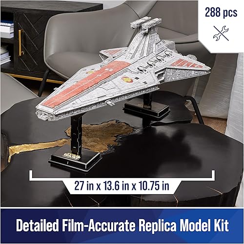 Miniatura 2 de 4D Build Star Wars Deluxe Venator Class Star Destroyer - Kit de modelo 3D, coleccionables de Star Wars y decoración de escritorio, rompecabezas para