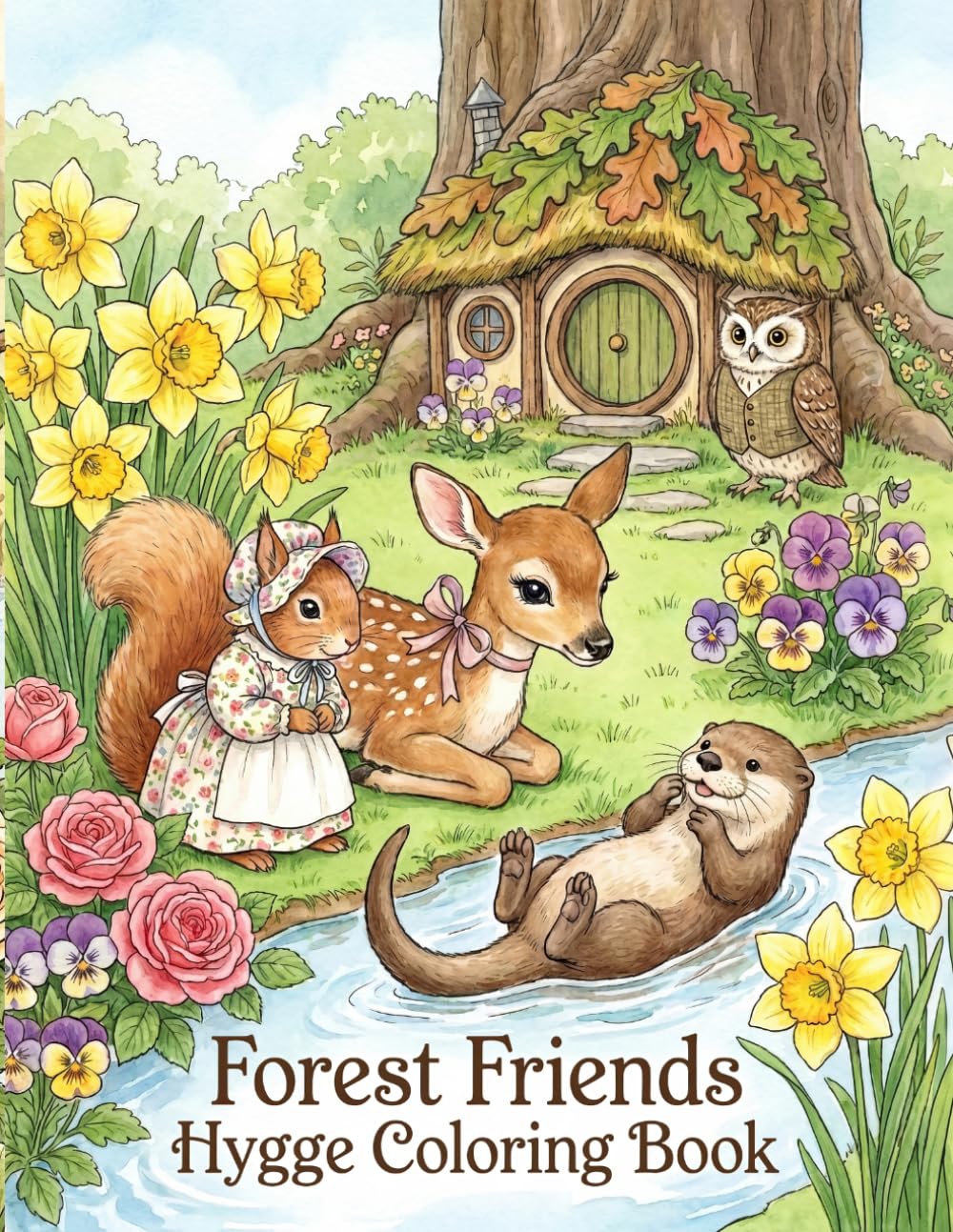 Forest Friends Hygge Coloring Book: Charming Woodland Animals, Blooming Flowers, and Whimsical Forest Adventures (Whimsical Woodland Animals)