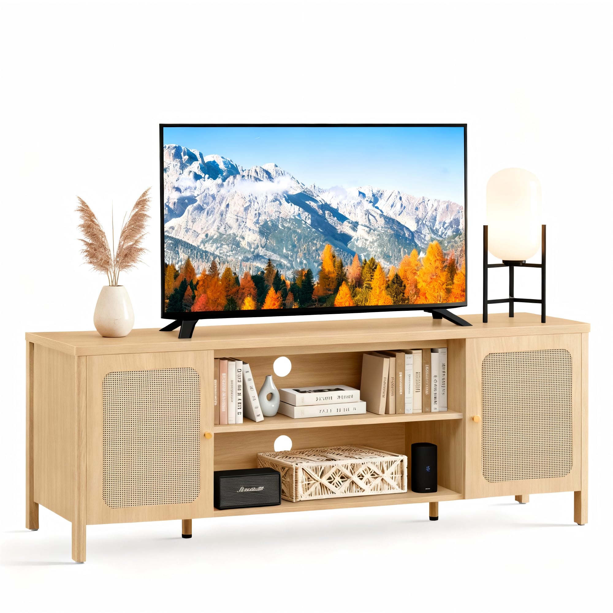 Amazon.com: KISLOT Rattan TV Stand for TVs up to 75'' Boho