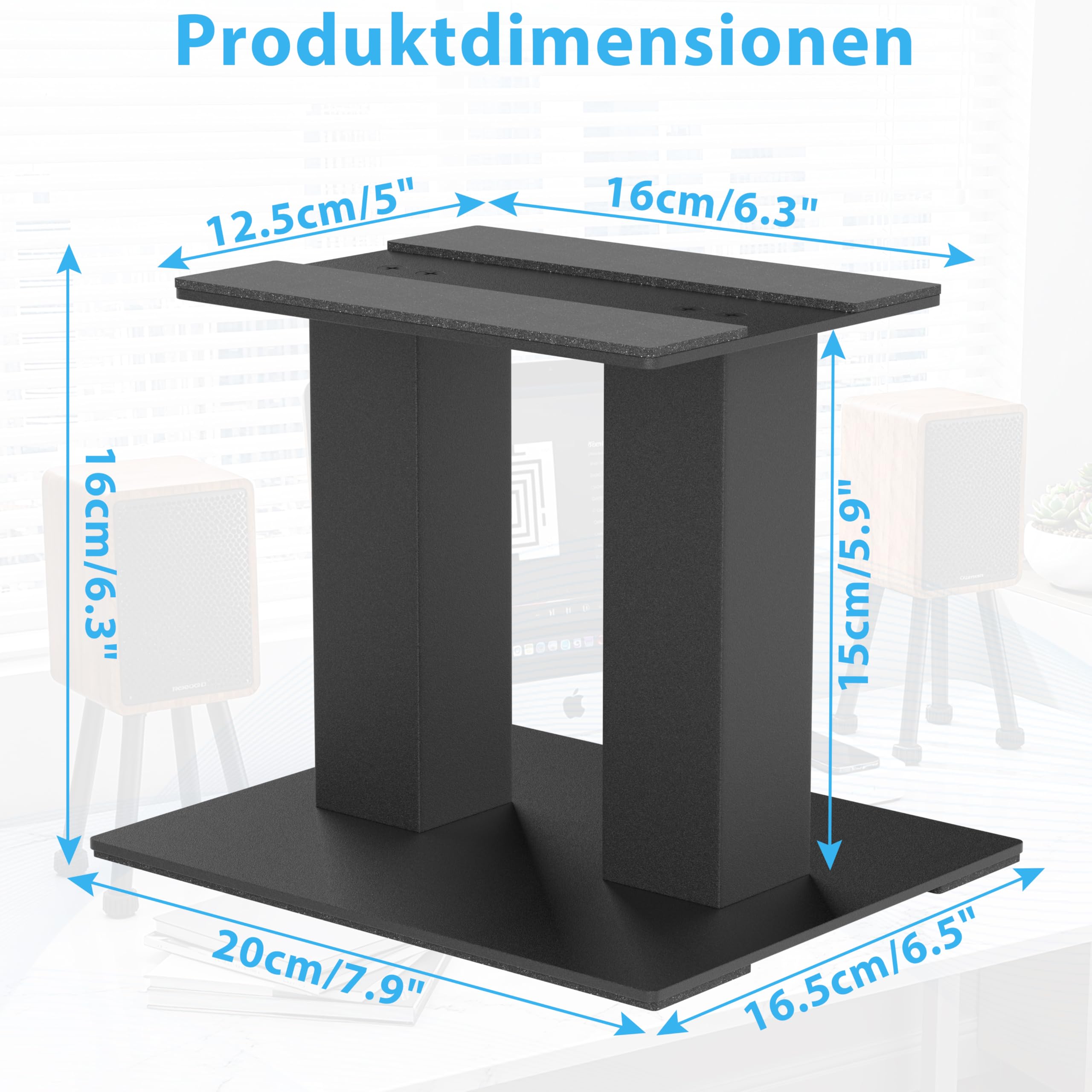 2er-Pack Desktop Lautsprecherständer, Universelle Desktop Audio Ständer aus Metall bis zu 13 KG, 2 Ständer für Computer und Bücherregal Lautsprecher (Regulär)