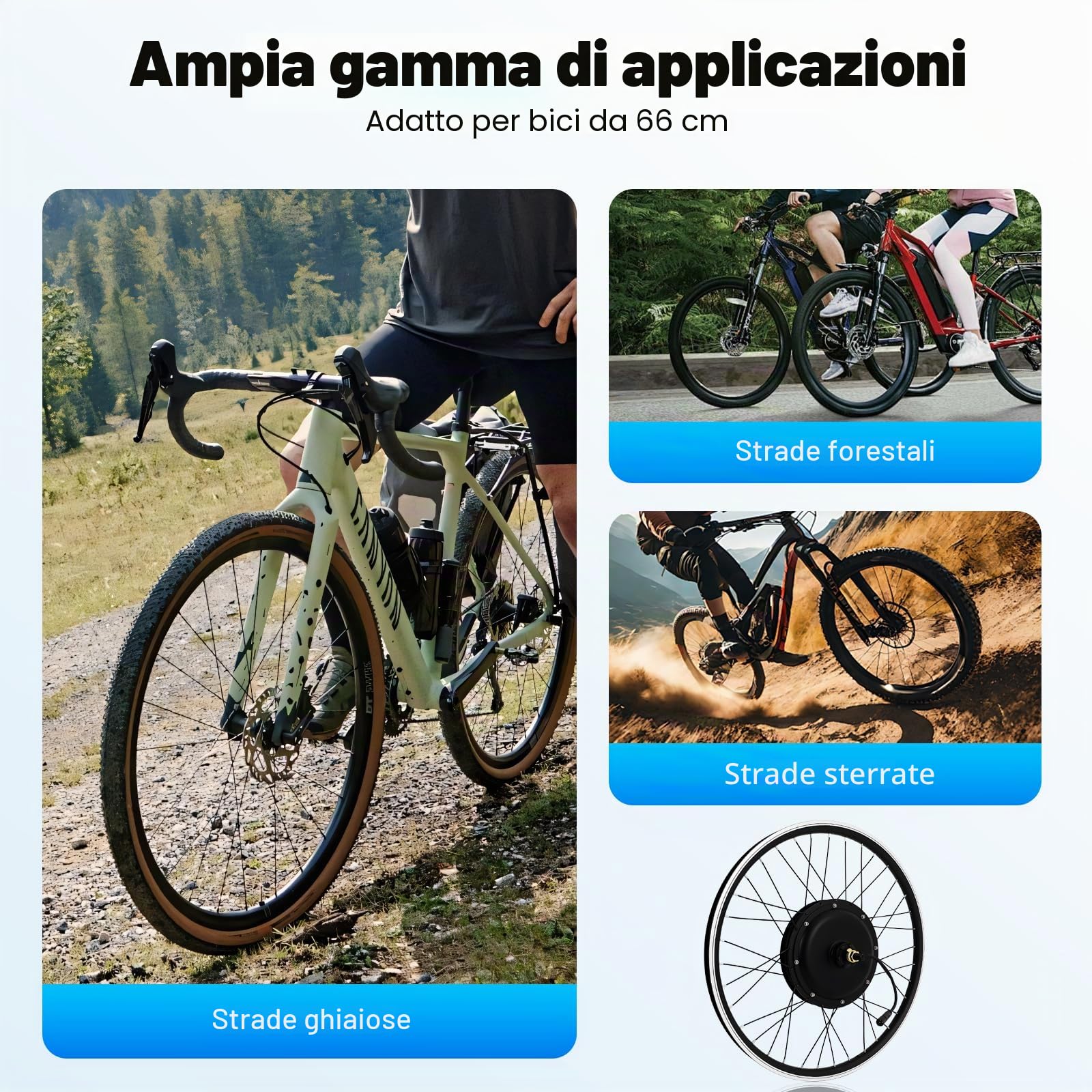 Kit di conversione per bicicletta elettrica da 26 pollici, 48 V, 1500 W, kit di conversione per ruota posteriore con display LCD, controller e volano a 7 velocità e PAS, kit di conversione per