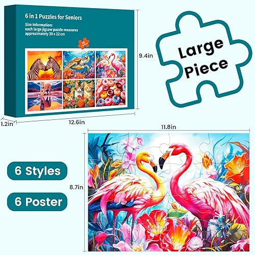 Miniatura 2 de 6 paquetes de 16 piezas grandes rompecabezas de demencia Alzheimer productos y actividades para personas mayores regalo rompecabezas fácil,