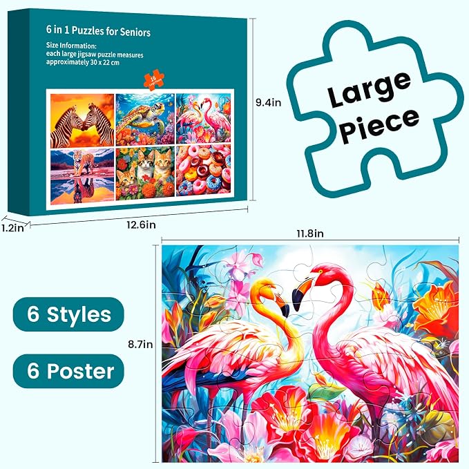 Puzzle rompecabezas 16 piezas grandes pack de 6 para adultos miniatura 2