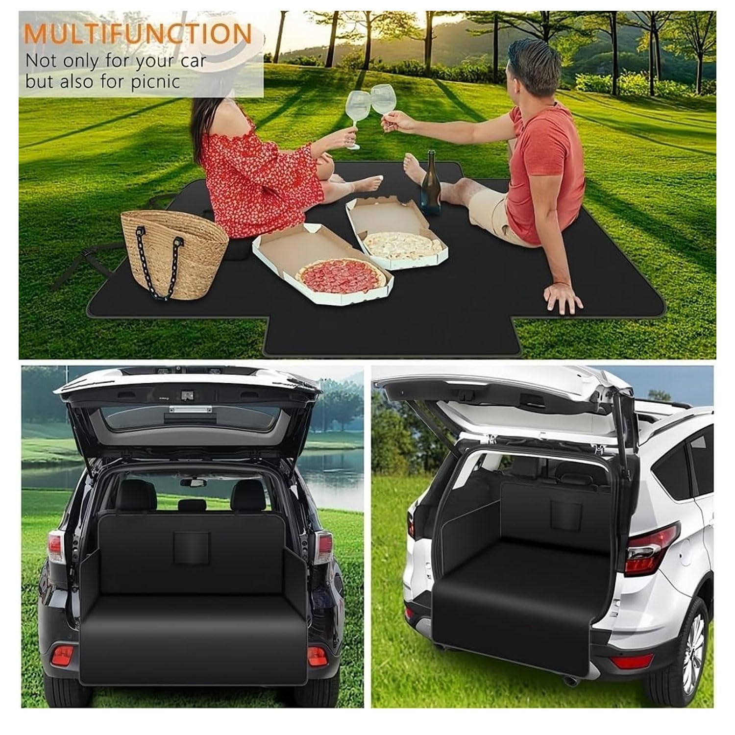 Protector para Maletero Perro para Fiat 500 2014-2023, Impermeable Funda Maletero Coche con Protección Lateral y Borde Carga