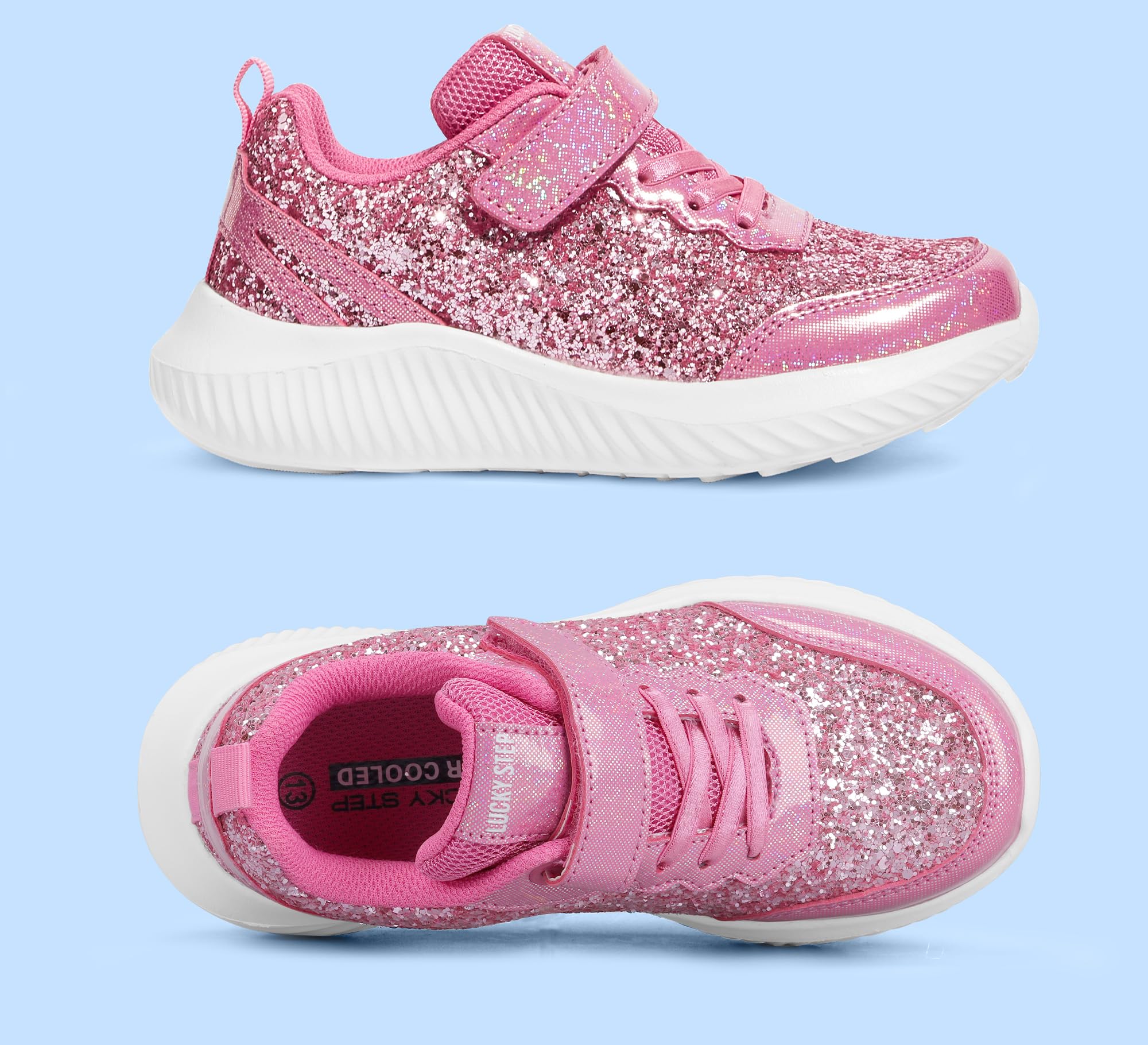 LUCKY STEP Scarpe da Ginnastica alla Moda per Bambini, Scarpe Sportive da Tennis con Paillettes per Ragazzi/Ragazze | Princess Bling Shiny Athletic Walking Scuola Tennis Scarpe per Ragazzi/Ragazze