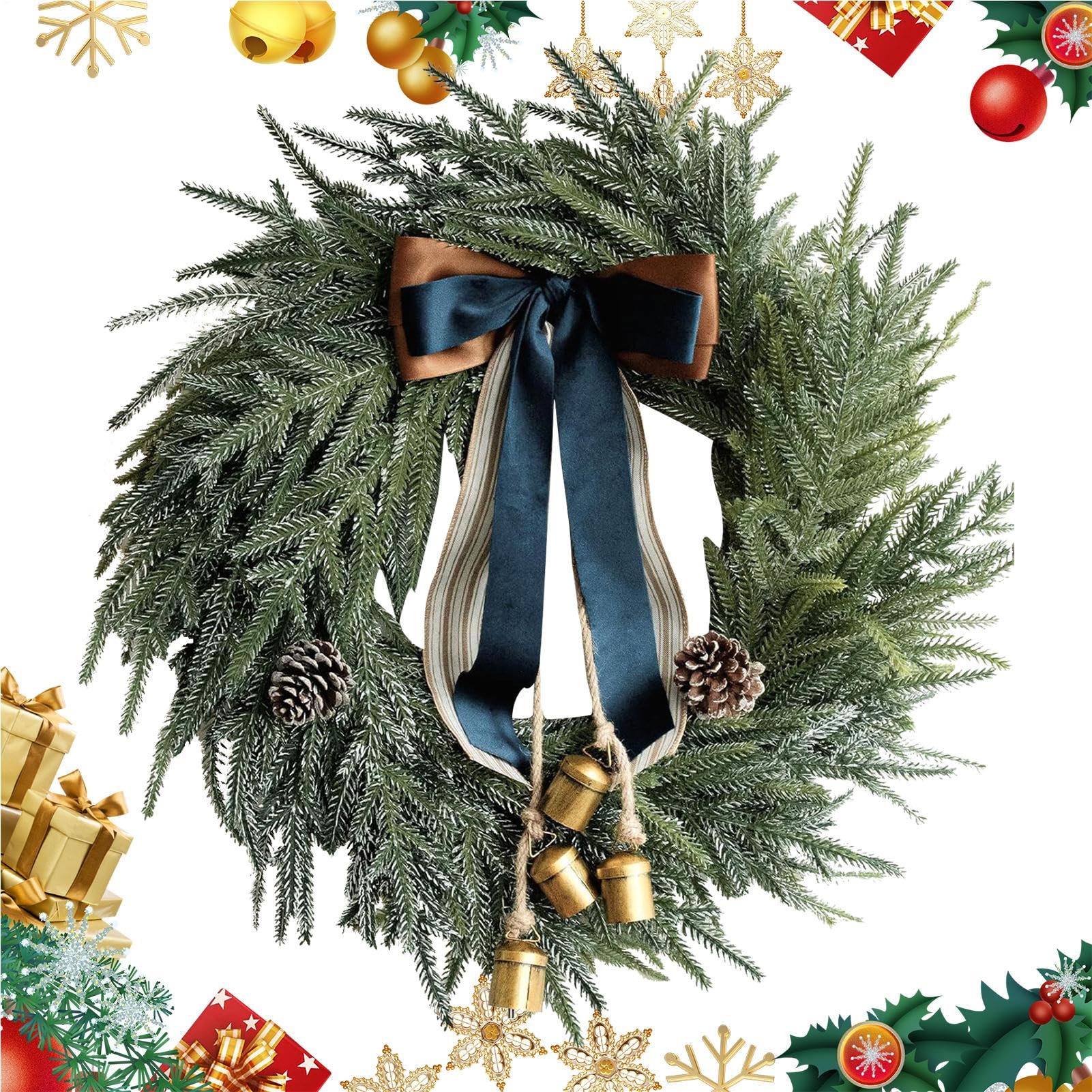 Corona de Navidad para puerta principal y decoración rústica de apartamento