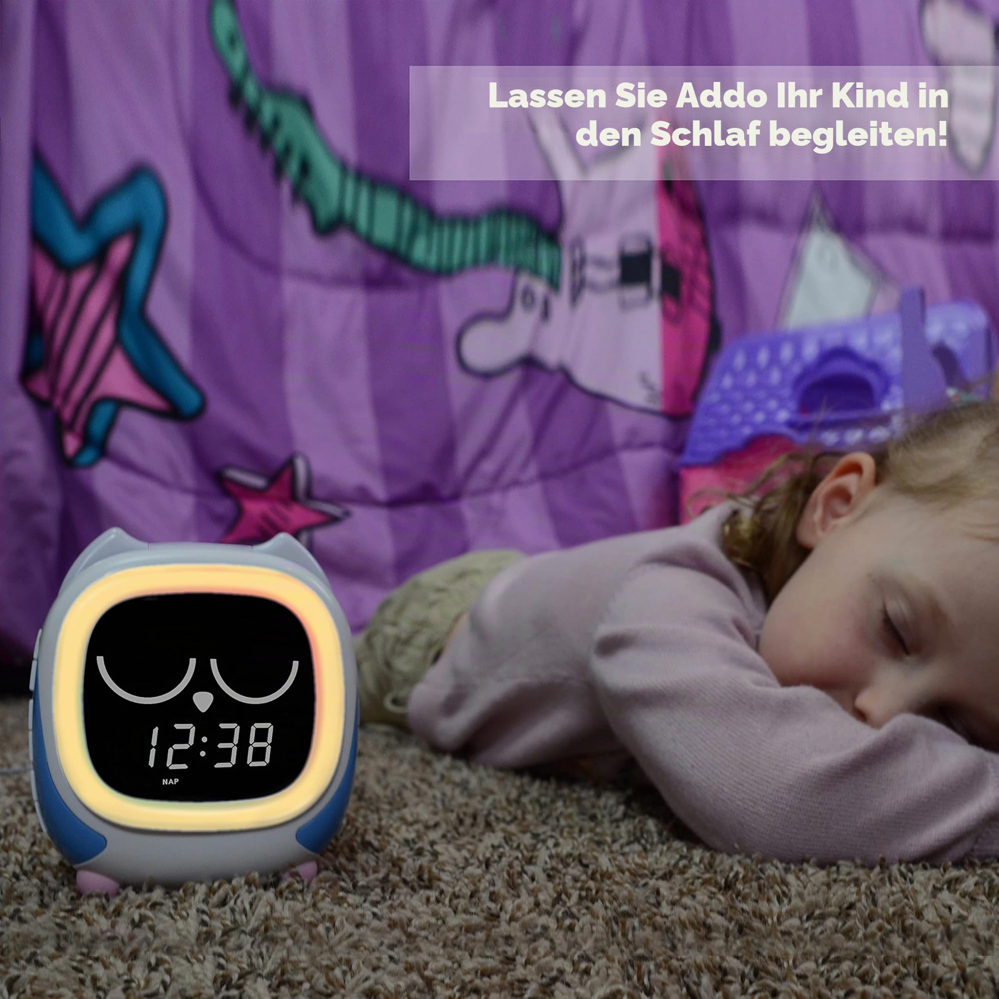 iTOMA Addo Kinder Wecker, Sonnenaufgang/Sonnenuntergang Simulation Nachttischlampe, wachsen Kinderuhr Trainer, weiße Geräusch Schlaf Geräusche Wake Up Clock Eule CKS912-2