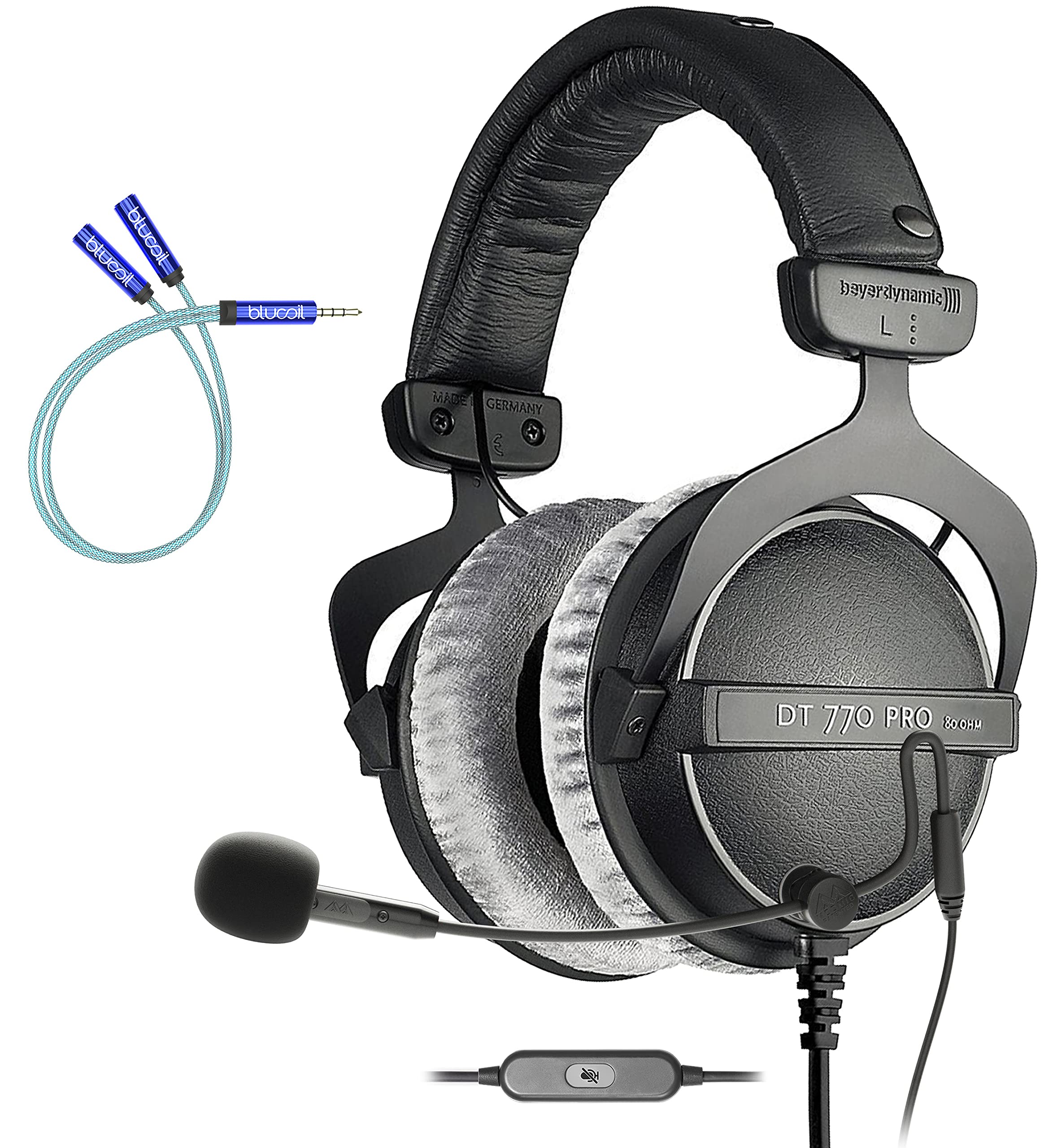 Beyerdynamic DT 770 PRO 80 Ohm Over-Ear Studio Headphones in Gray Bundle with Antlion Audio ModMic U