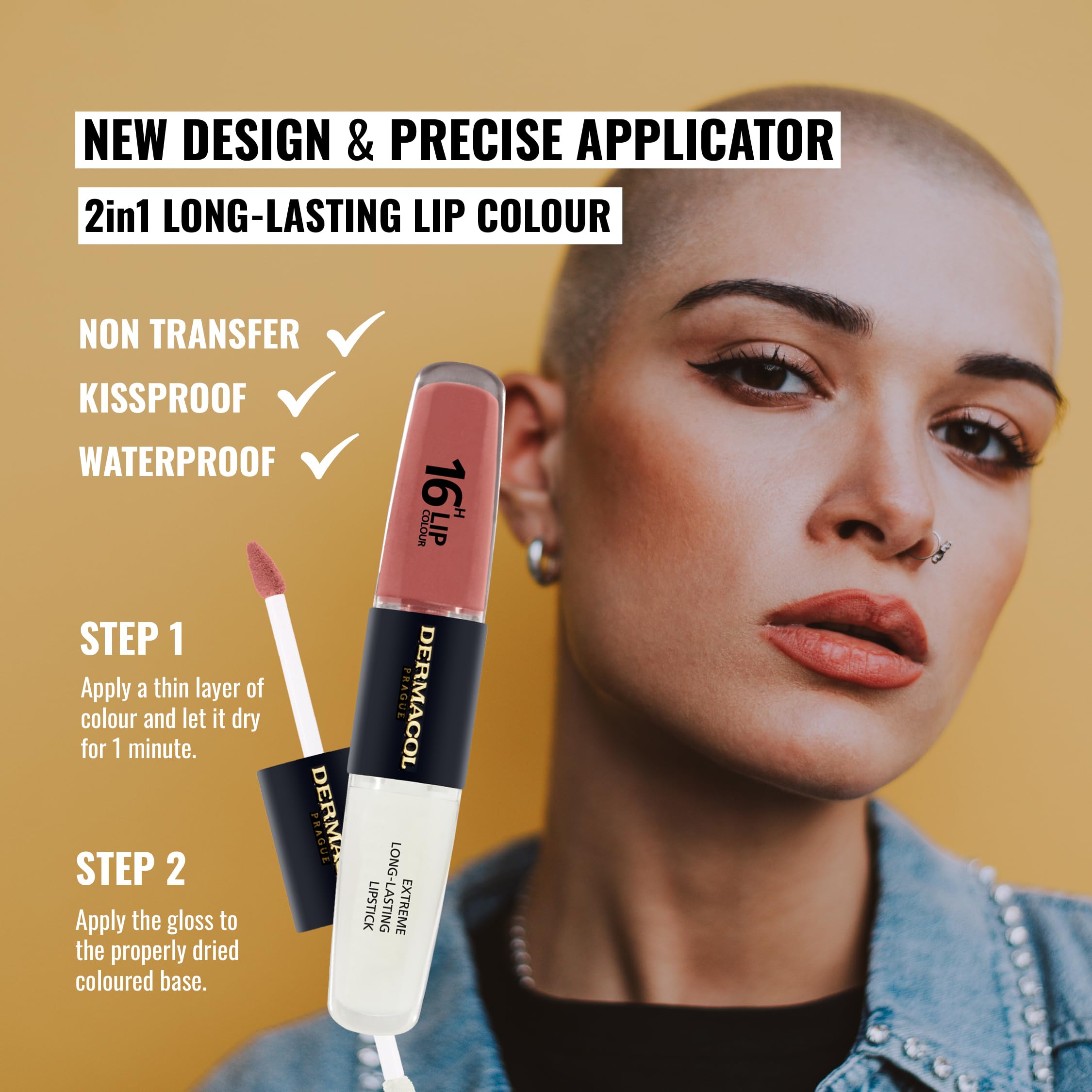 NEW Dermacol, 16-Hour Lip Colour, Highly Pigmented Glossy Lip Stain, Two-Phase Lip Plumper Gloss - Image 2
