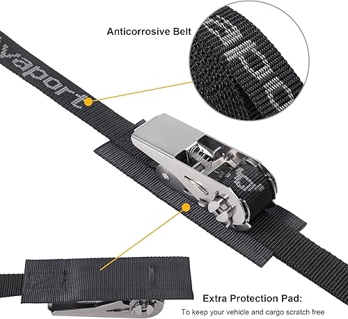 Miniatura 3 de Ayaport Correas de amarre de trinquete de acero inoxidable sin fin de 8 pies resistentes para barcos, accesorios de barco, paquete de 4 (4, 1