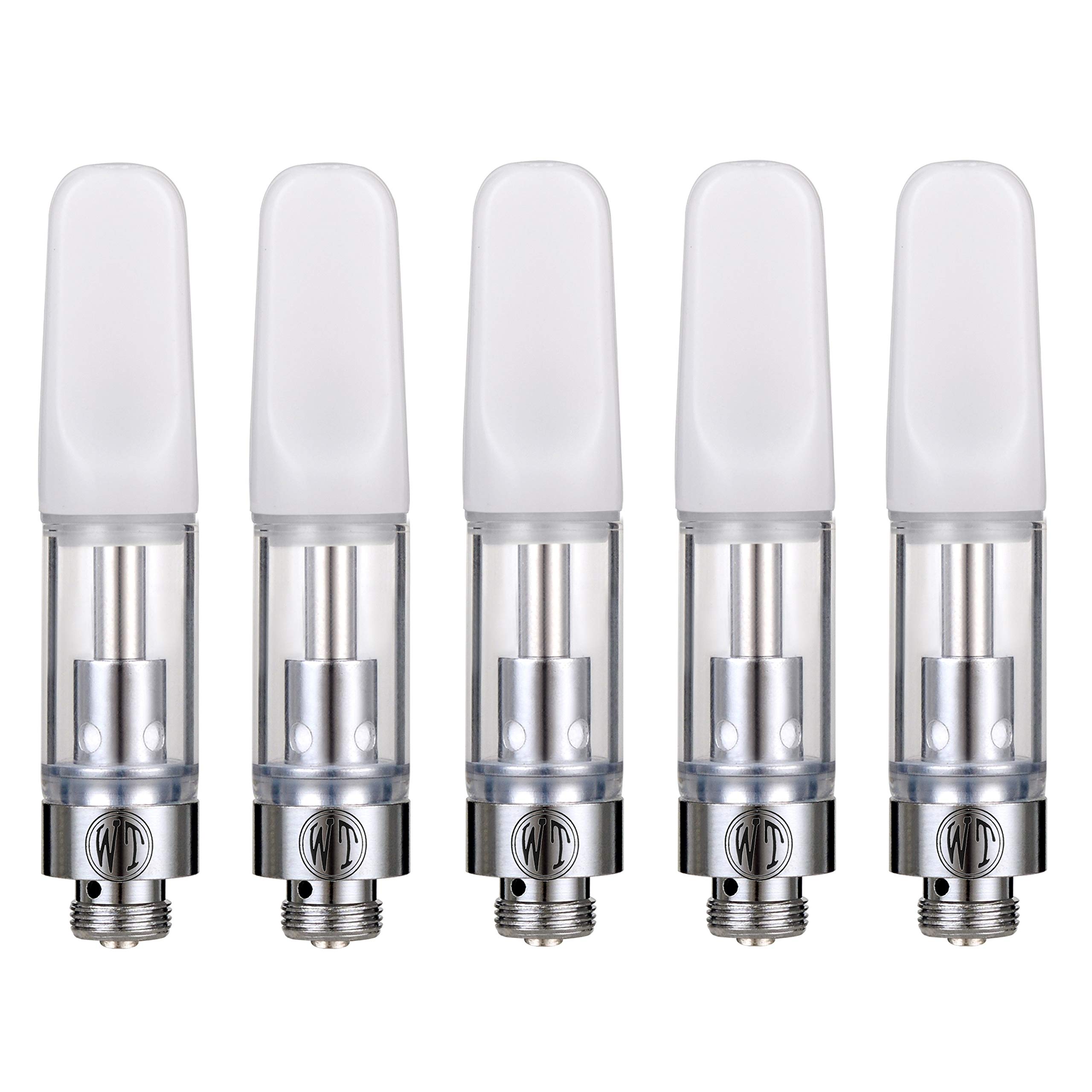 5 Pack 0.5ML CBD Atomizer Ceramic Core Ceramic Drip Tip | 510 Thread Vape Cartridge Refillable for CBD and Thick Oil Vape Pen | White/Liquid Free Nicotine Free 124604X5