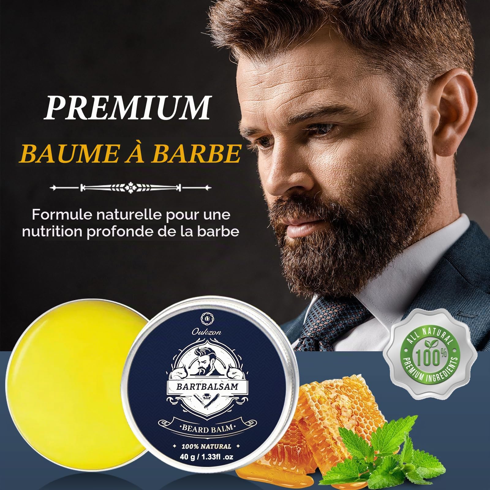 Oukzon Kit Barbe Homme, 10 en 1 Soin Barbe Homme, Coffret Barbe Homme avec Shampoing Barbe, Huile Barbe, Baume Barbe, Peigne Barbe, Brosse Barbe, Rasoir de Sureté, Ciseaux, Cadeau Homme