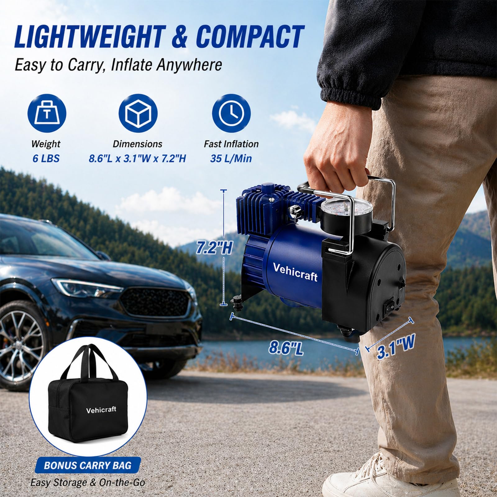 Portable Tire Inflator - Fast & Powerful -4