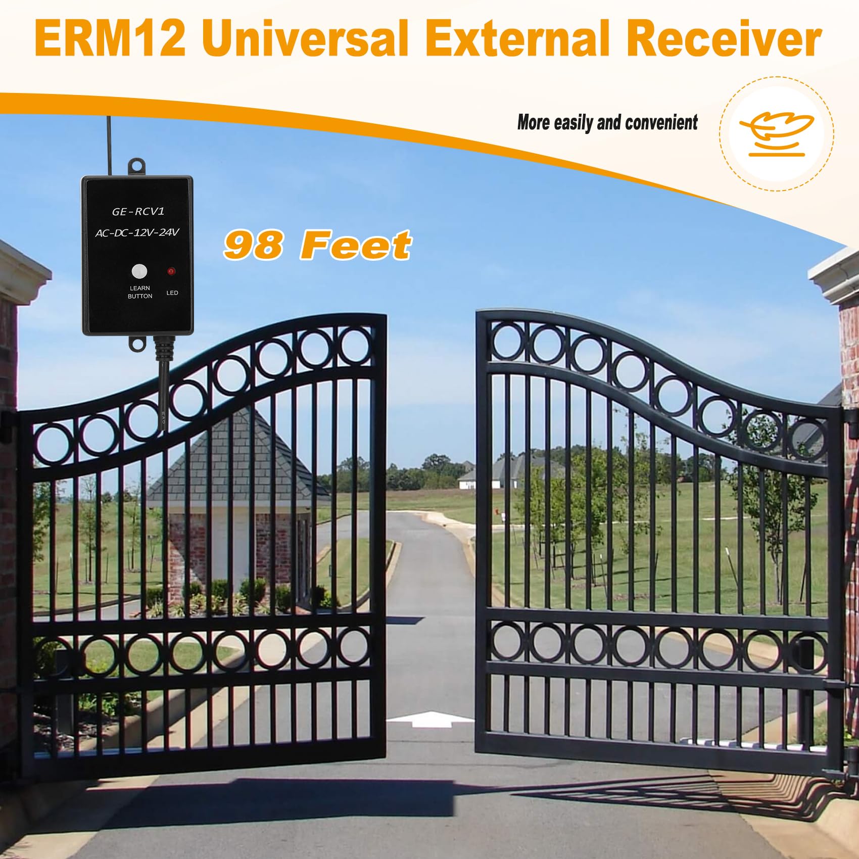 ERM12 - Receptor externo universal con 2 mandos a distancia | Compatible con abridores de puertas TOPENS, para abridores automáticos de puertas correderas y abridores de puertas de garaje