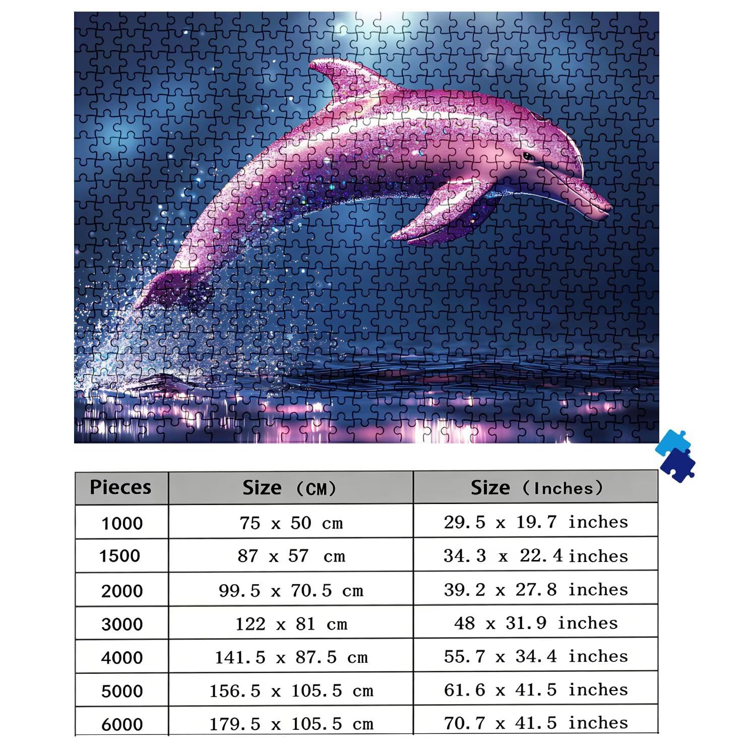 Puzzle 1500 Teile, Holzpuzzle Erwachsene - Impossible Puzzle 87 x 57 cm niffliges Denkspiel & Denksport für Frauen & Männer, Familienspiel für Spieleabende, Geschenk für Frauen Delphin Traum w0-245