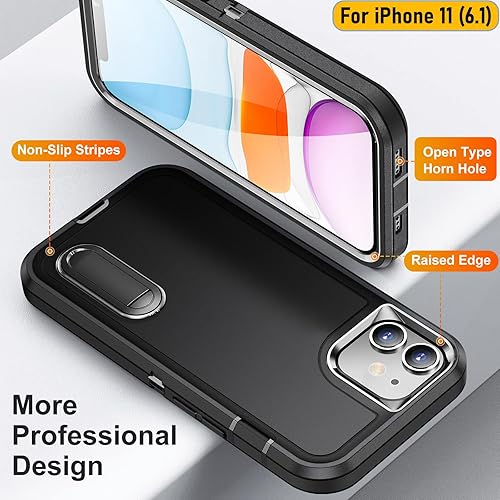 Miniatura 7 de La funda está especialmente diseñada para iPhone 11 de 6.1 pulgadas, protección de cuerpo completo, resistente a los golpes, goma de silicona 3 en