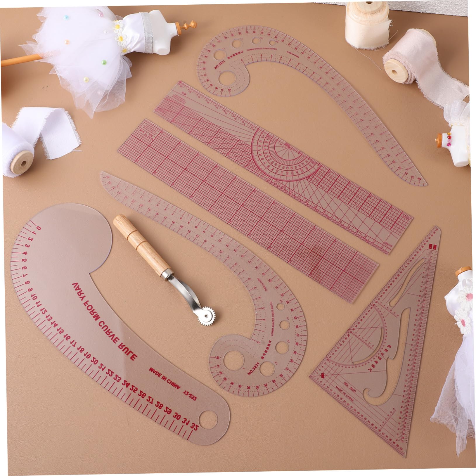 Teiliges French Curve Lineal mit Klarer Skalierung Flexiblen Kunststoff maßlinealen Vielseitig für Präzises Nähen und Stoffzuschnitt Leicht und Tragbar für Anfänger und Profis
