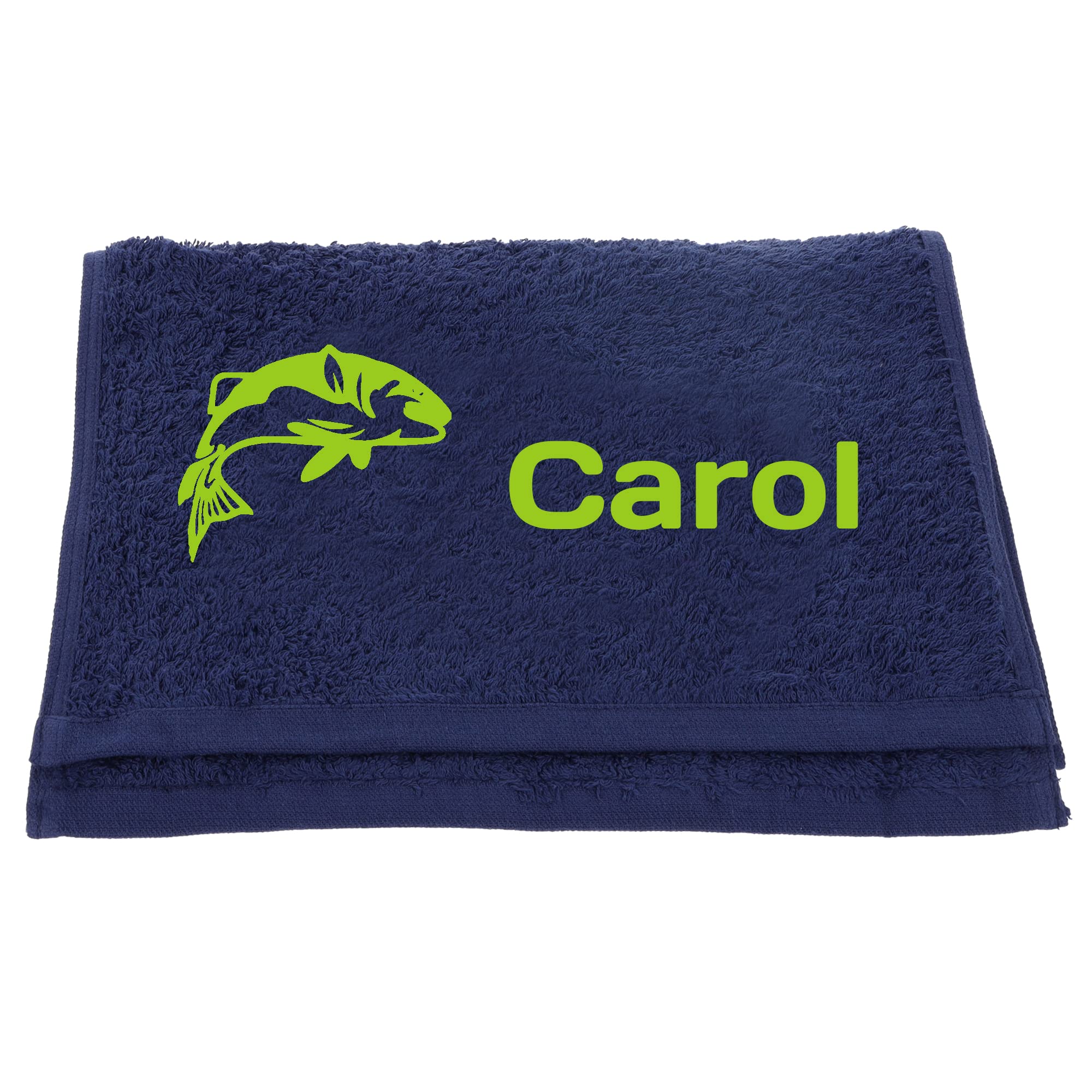 Personalised Navy Embroidered Fishing Towel - Custom Gift for Fisherman/woman - Carp Fishing Accessory