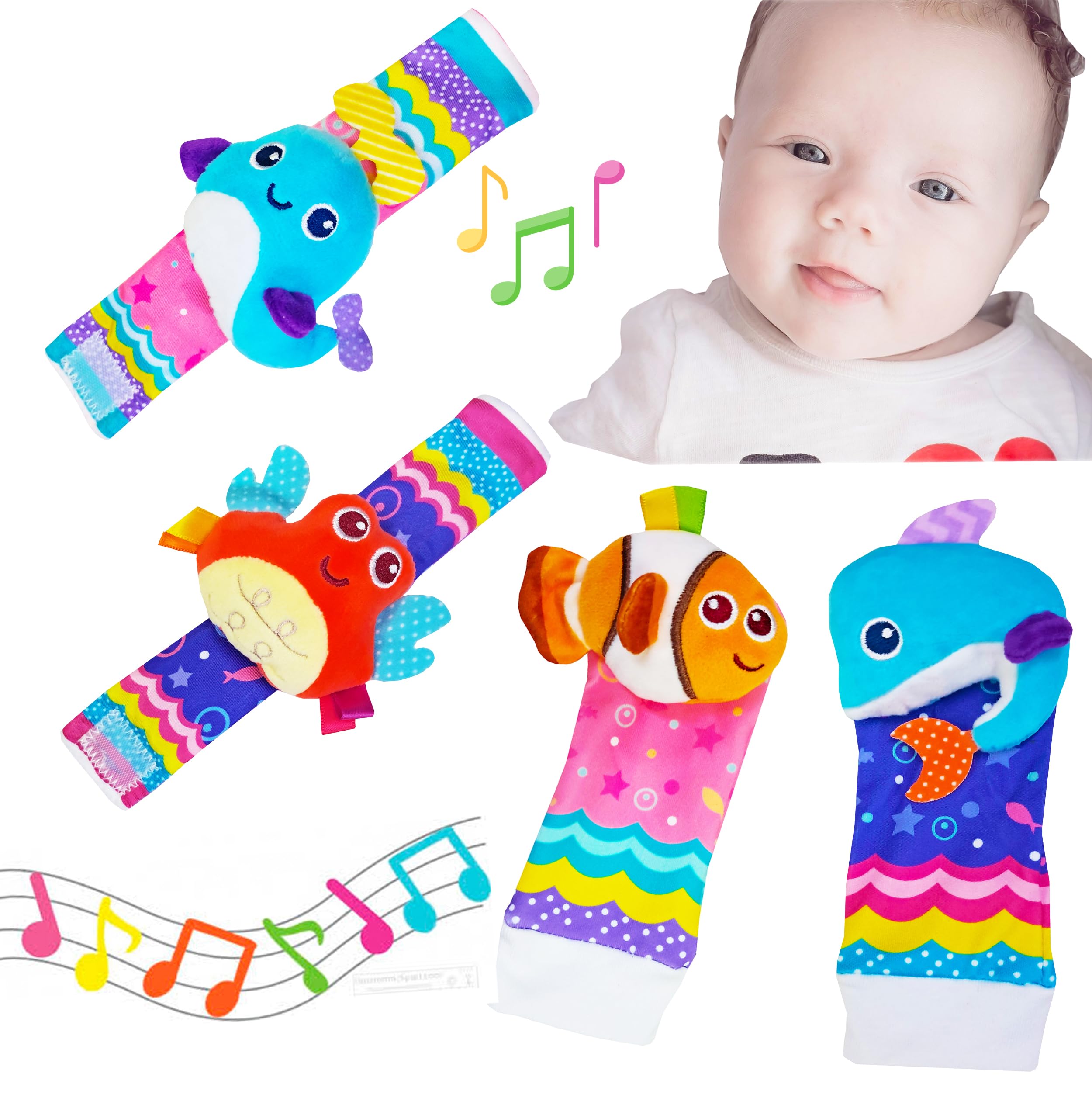 Timatim Newborn Toys for Baby Boy Baby Girl Sensory and Brain Development Infant Toys-Hand & Foot Finder Rattle Socks for 0-3, 3-6,6-12 Months Babies (1pair Socks+ 1pair Wristband) (B0DHV7PK2J) Amazon Price History, Amazon Price Tracker