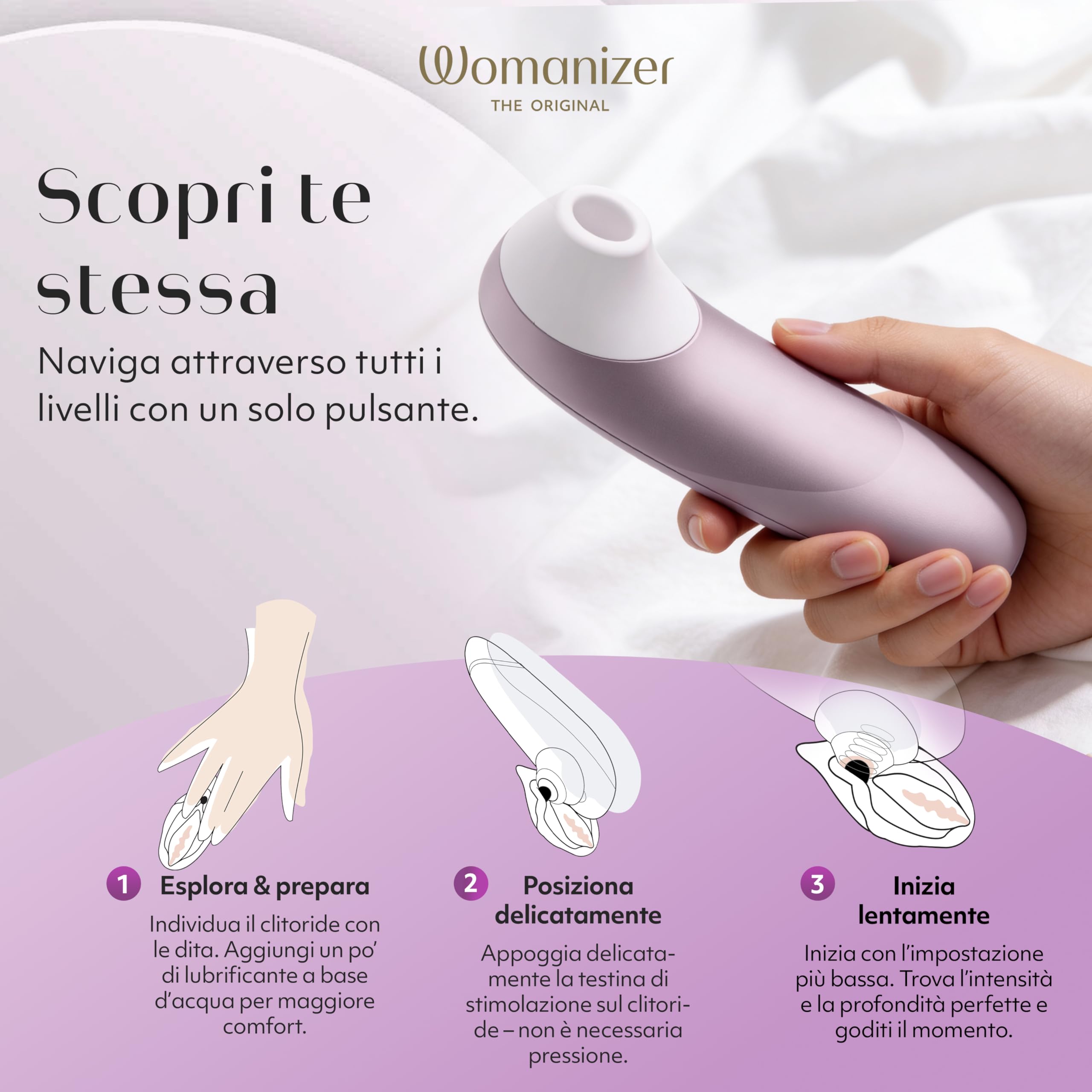 Womanizer Pro Succhia Clitoride Giocattolo per adulti| Vibratore per Donne & Coppie | Stimolatore Clitorideo 11 Velocità di Aspirazione | Massaggiatore Impermeabile per Stimolazione Intima | Lilla