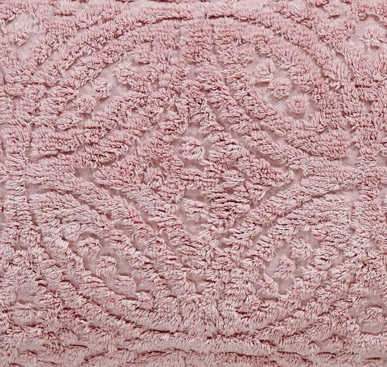 Better Trends 1 Piece Chenille Bedspread Queen Size 100% Cotton Chenille Bedspread All Season Lightweight Bedding Loop & Ring Pattern Bedroom Décor Pink