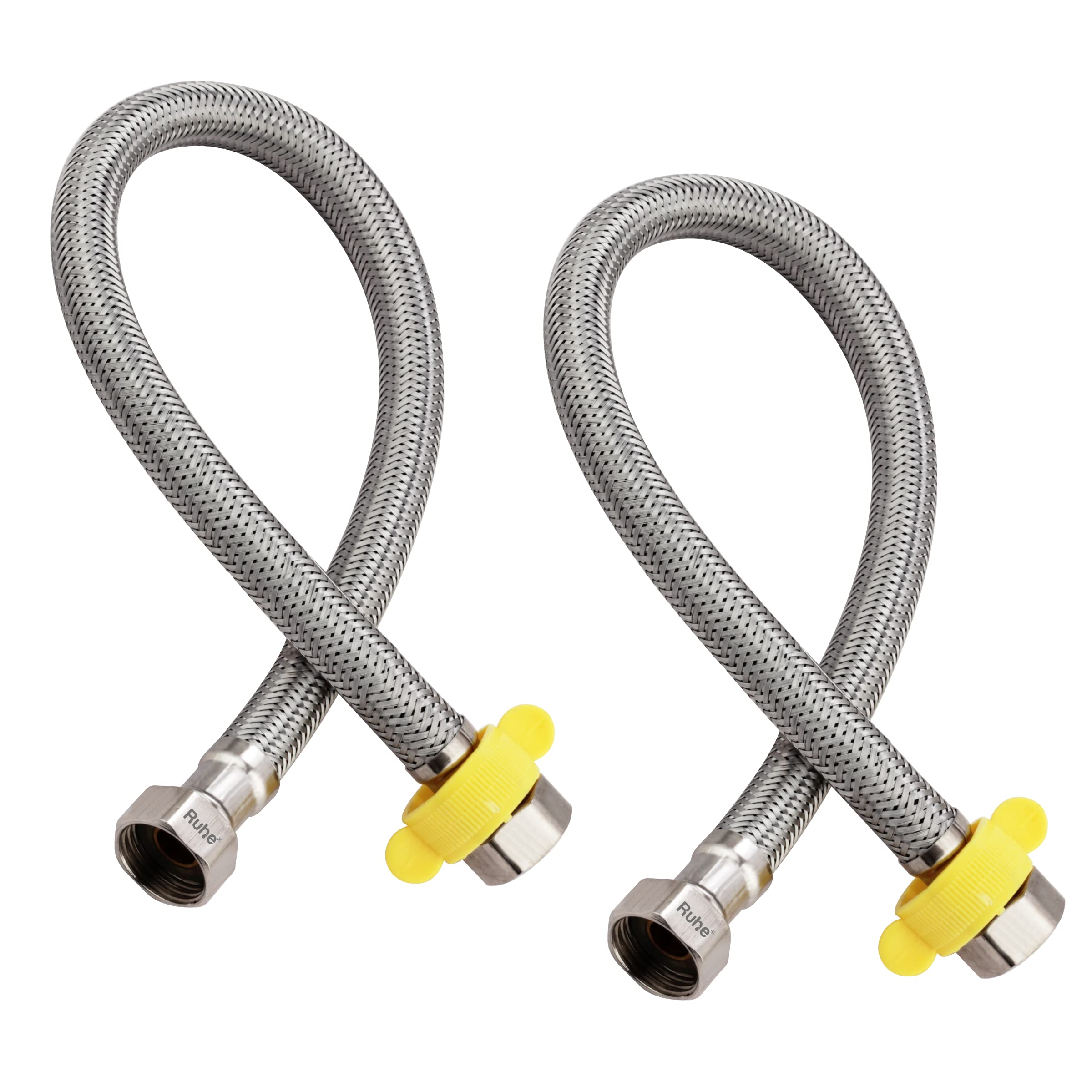 Sponsored Ad - Ruhe® Connection Pipe | 304 Grade Stainless Steel Connection Pipe | Silver | Hose Pipe Suitable for Hot & Cold Mixer Faucets For Basins and Sinks, Geysers, and Flush Tanks | 18 Inches (Set Of 2)