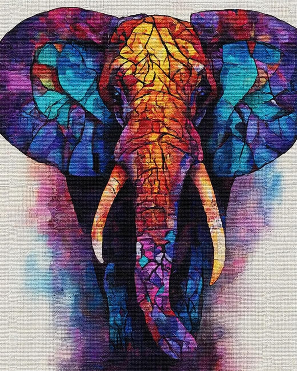 RKFLGEW DIY Bead Embroidery Kits Watercolor Elephant 40x50cm