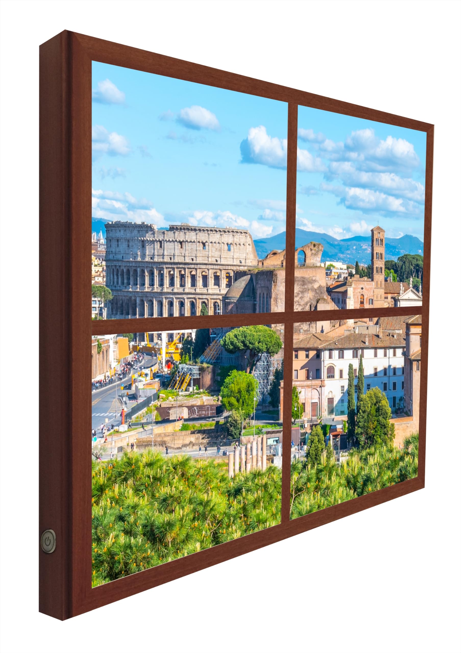 Fausses fenêtres rétroéclairées Colisée de Rome SAPELLY 100x100 | Panneau LED trompe l'œil