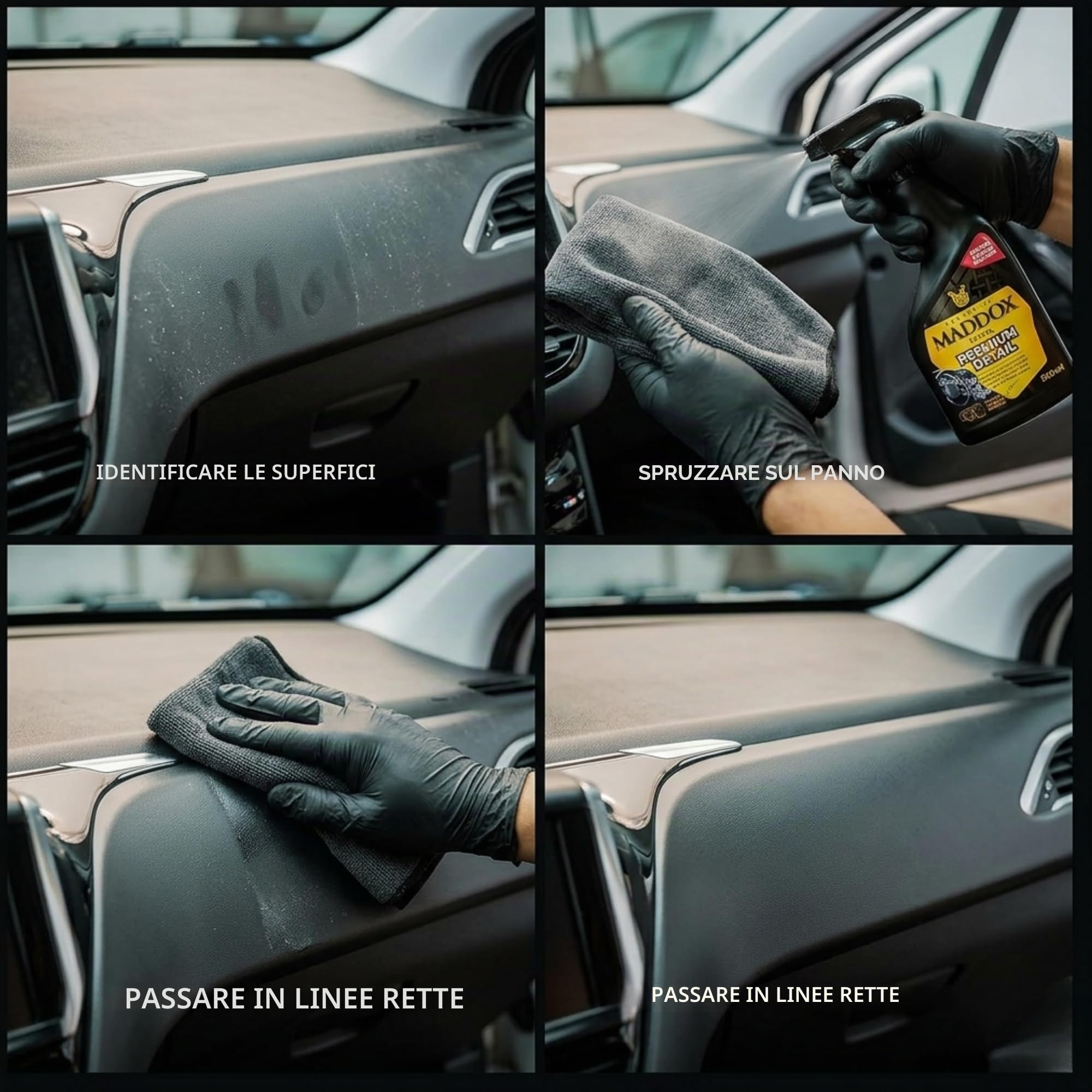 Maddox Detail - Premium Detail 500 ml | Pulitore per Interni Auto | Pulisci Cruscotto Auto | Vinile, Cuoio e Gomme Interni | Rinnova Plastiche Auto | Protettivo per Portiere e Lucidante Interni Auto