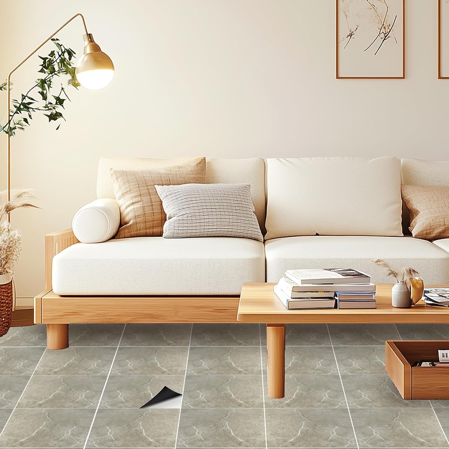 STARVAST 36 Pack Peel and Stick Floor Tile, 12x12 Inch Vinyl Floor Tiles, Realistic Marble Design, Self-Adhesive DIY Flooring Tiles for Living Room, Bathroom, Kitchen, Dining Room