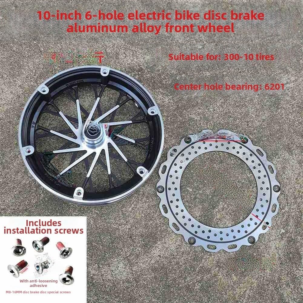 Roue avant de trottinette électrique avec frein de recul en alliage d'aluminium de 25,4 cm