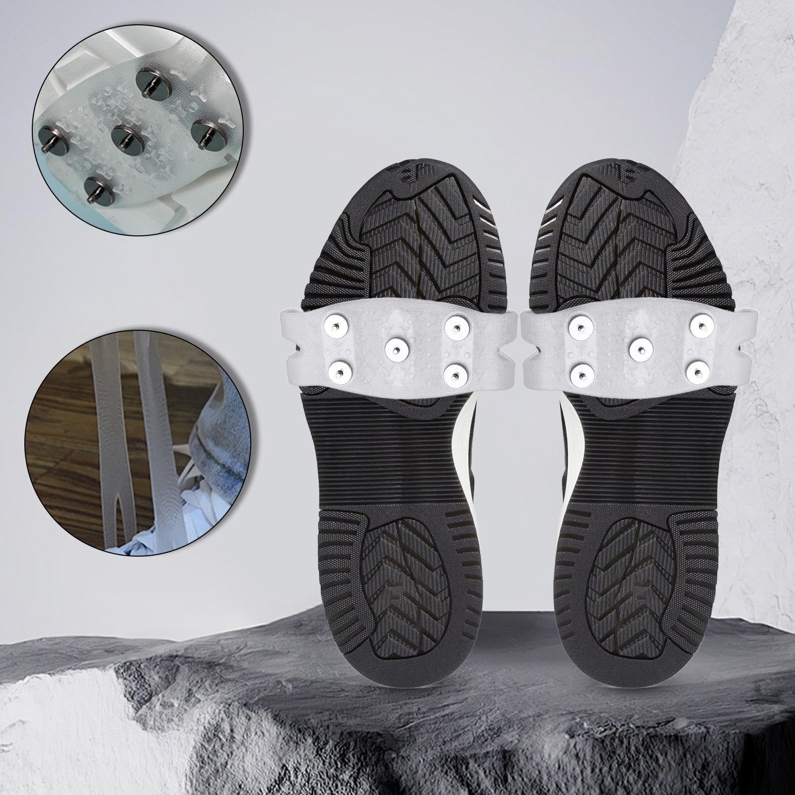 Zapatos de clavos con agarre - Tacos de hielo antideslizantes, clavos de tracción para nieve y hielo | Crampones De 5 Garras Con Clavos De Acero Al Manganeso, Cubrezapatos Antideslizante Con TPE