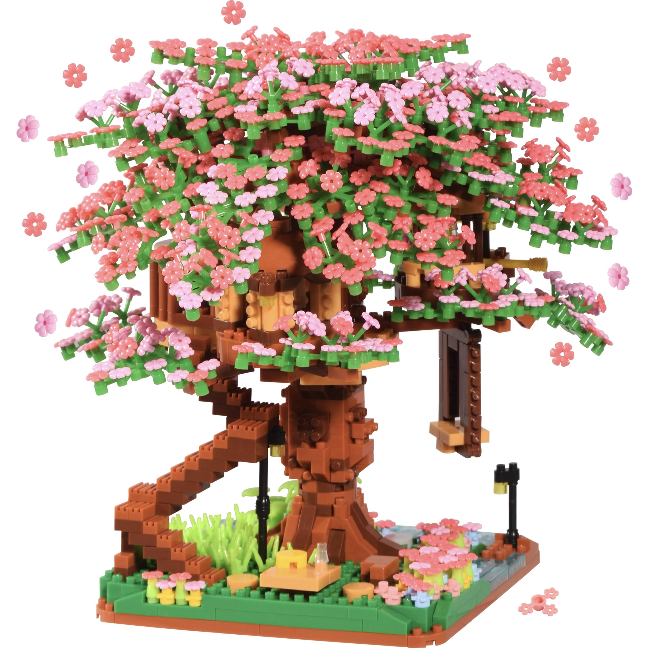 Kurimiaro Cherry Blossom Bonsia Tree Building Set for Adult, Micro Cherry Treehouse Building Blocks for Kids, Mini Flowers House Building Bricks Toys for Ages of 14+(2138PCS)
