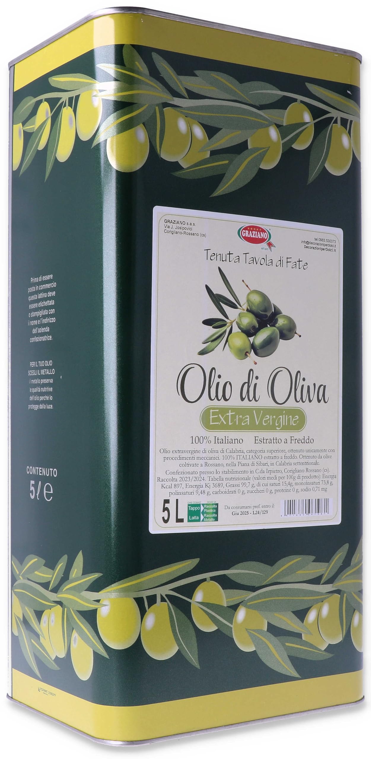 Olio extravergine di Oliva di Calabria 5 Lt.