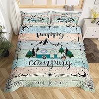 Vista 38 de Juego de funda de edredón con reglas de campamento, tamaño matrimonial, para niños, funda de edredón rústica para campamento, estilo granja