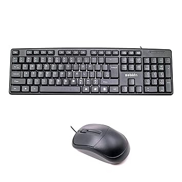 Zebion K500 USB Keyboard, Rugged Heavy-Duty Body, Tested with Over 1 Million Keystrokes with Dazzle USB Mouse with Latest Optical Technology, 800DPI (Black)