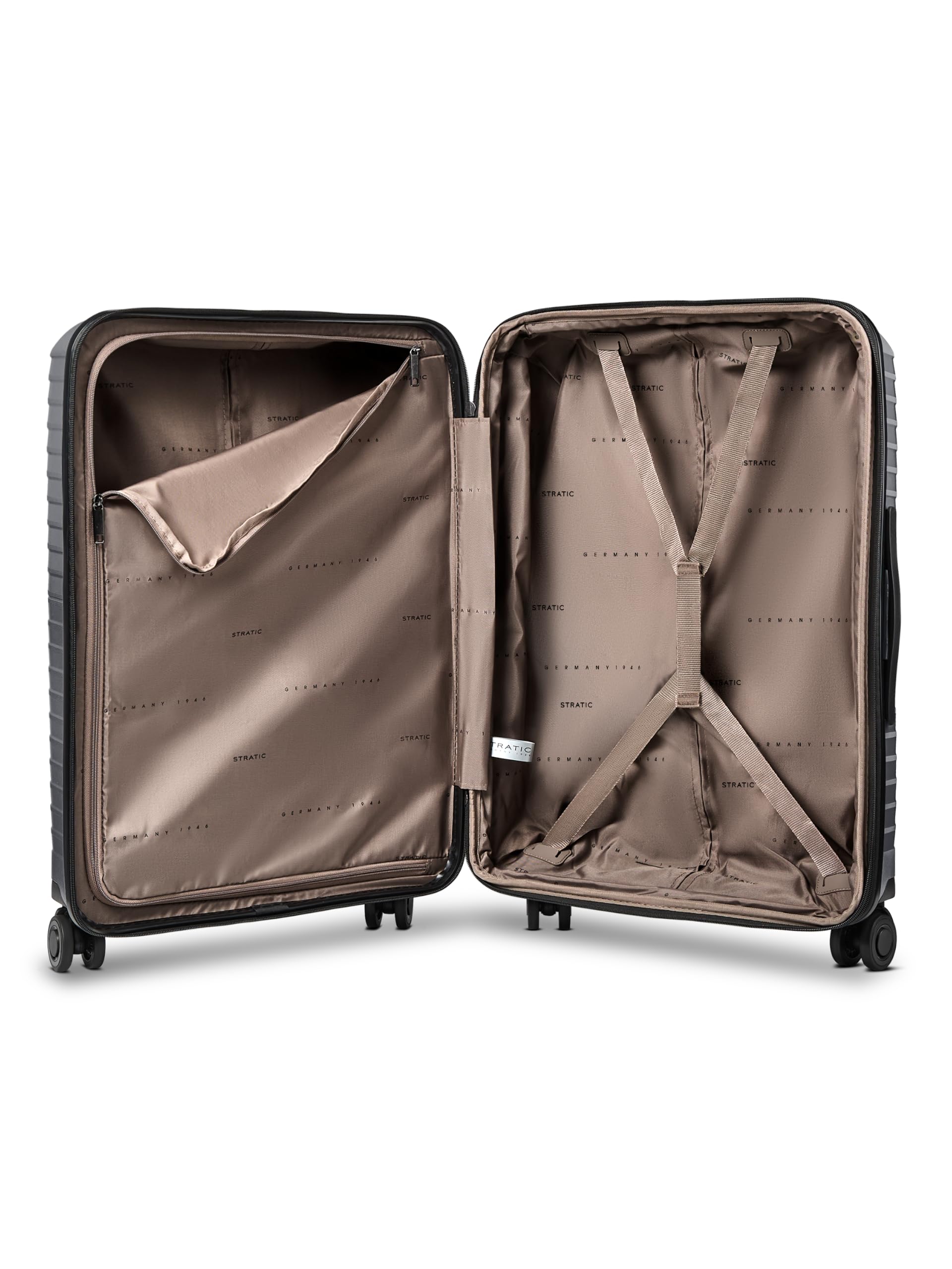 Stratic Check-in Koffer für Damen und Herren | mittelgroßer Trolley 44 x 27 x 66 cm aus hochwertigem, leichtem Polypropylen Material | Erweiterbar & Teleskopgriff| Shine Serie