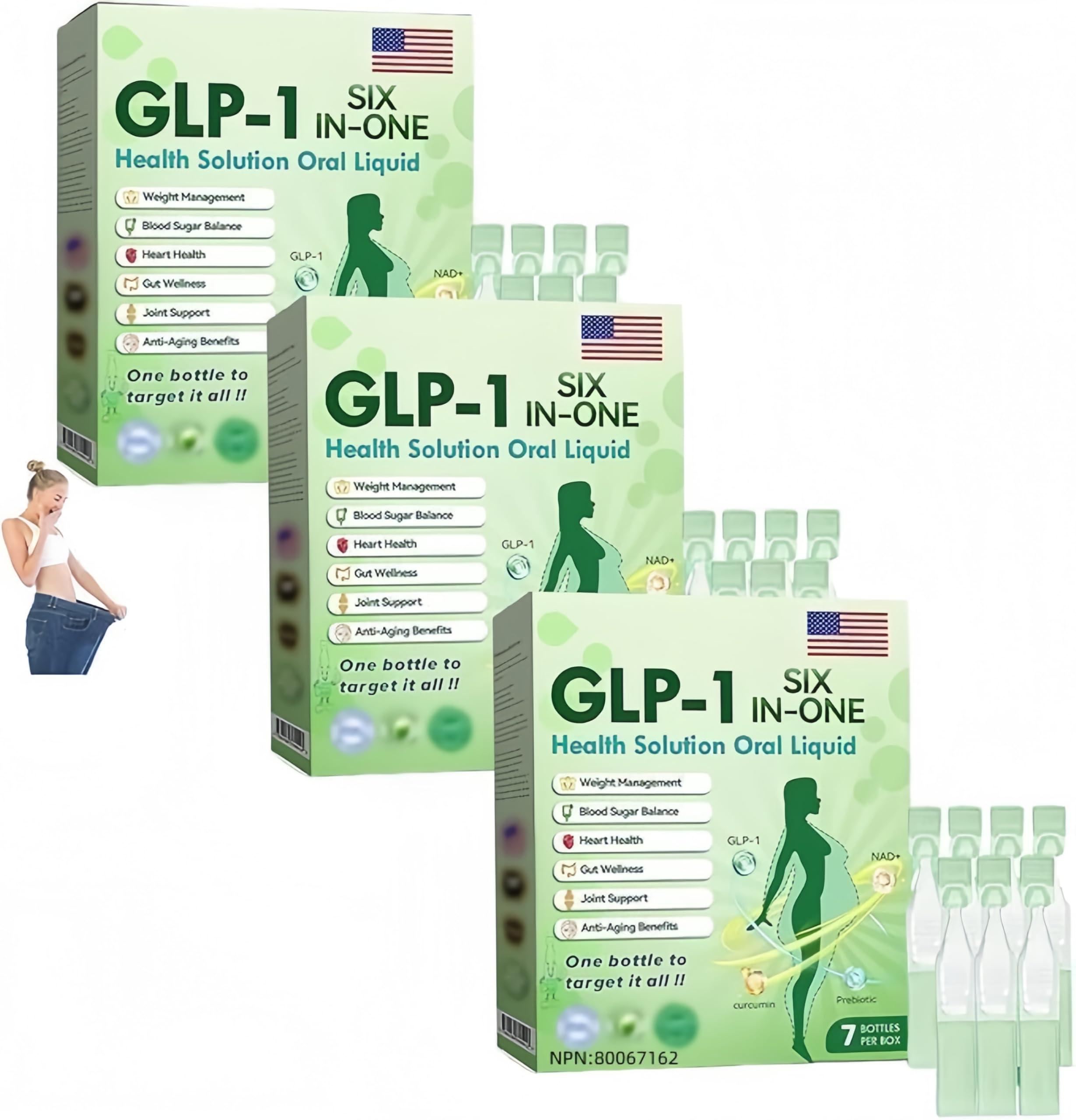 GLP-1 6-in-One Health Solution Oral Liquid,6-in-One Oral Liquid for Women and Men,Drops, Advanced（3Box)