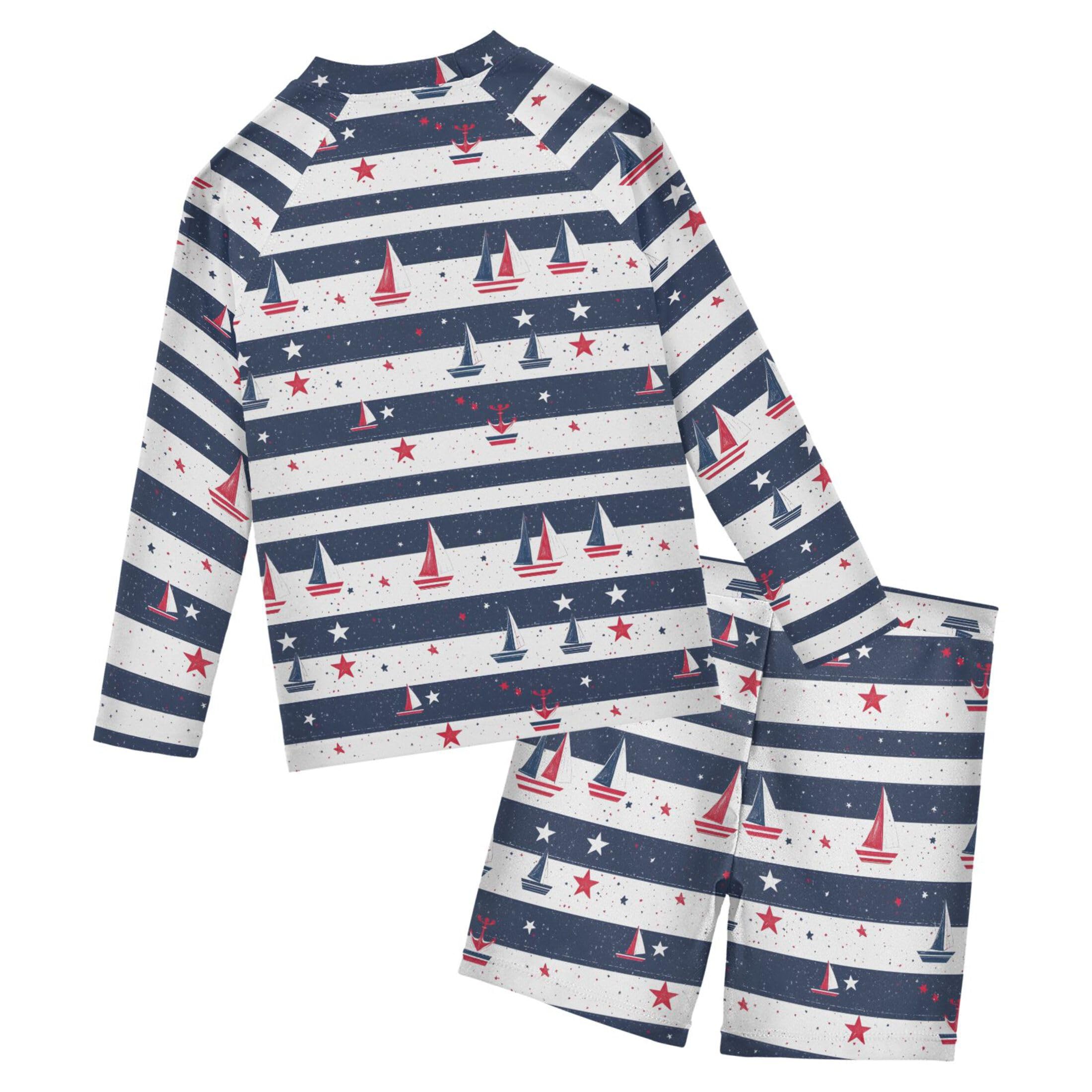 Sailboat Star Baby Boys' Toddler Long Sleeved Rashguard Swim Bathing Suit Set B0403797