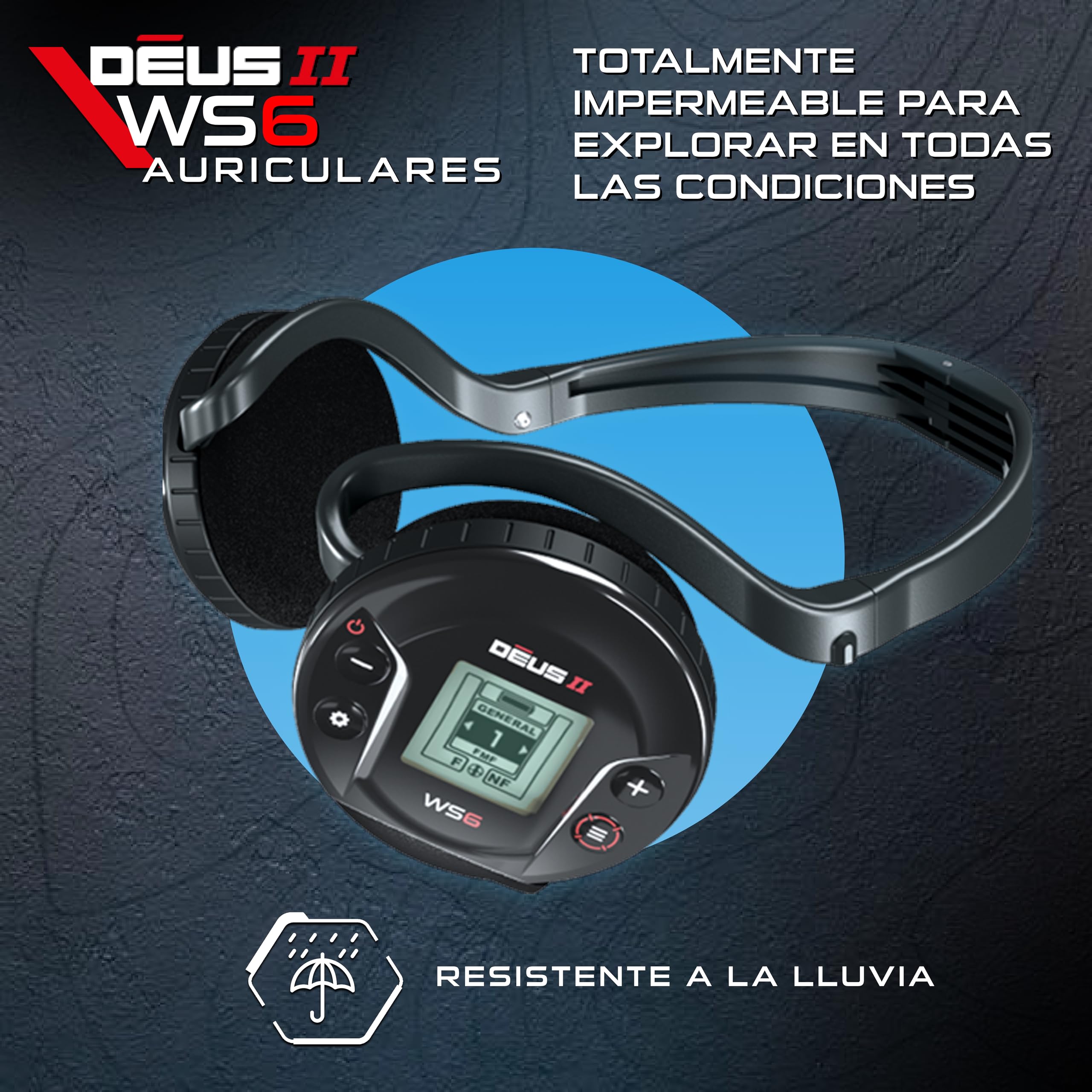 XP Metal Detectors Deus II WS6 Master: multifrecuencia, Ideal para la búsqueda de Tesoros y Reliquias, Plato FMF de 11"(28cm), Auriculares inalámbricos WS6 y vástago telescópico en S (DEUS2-28FMFWS6)