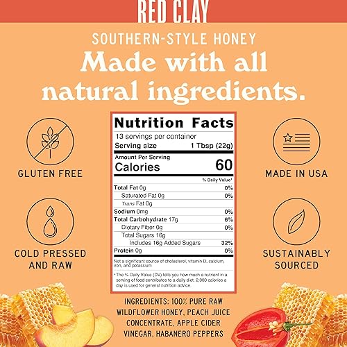 Miniatura 9 de Red Clay - Miel caliente de melocotón picante y miel picante con caja de regalo, 100% pura miel de flores silvestres cruda, de origen sostenible,
