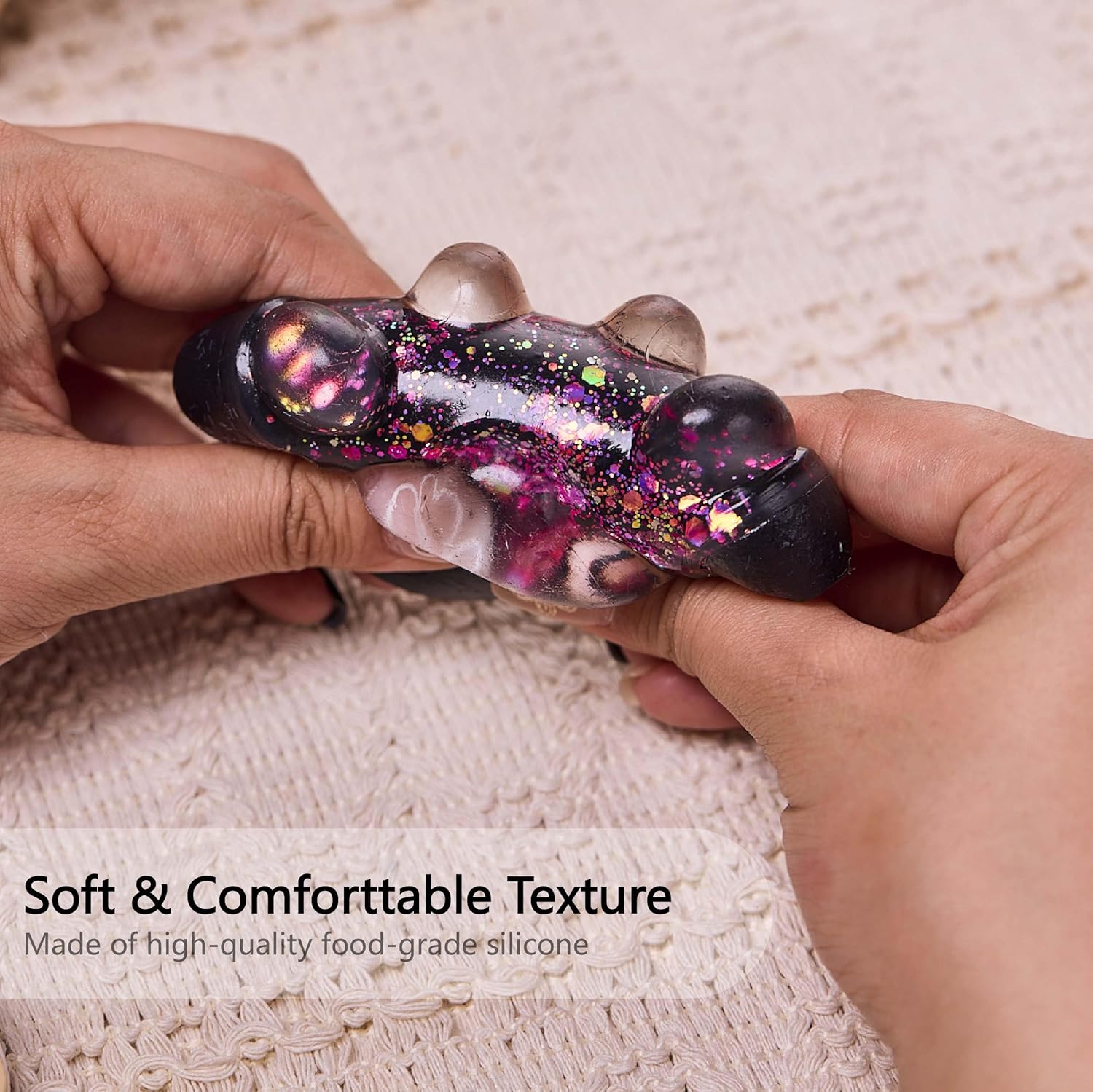 Transparent Black Paw Squishy Squeeze Toy, Kawaii Stress Relief Fidget Sensory, Soft Silicone Squeeze Gifts for Kids Adults Party Favors (Pink)