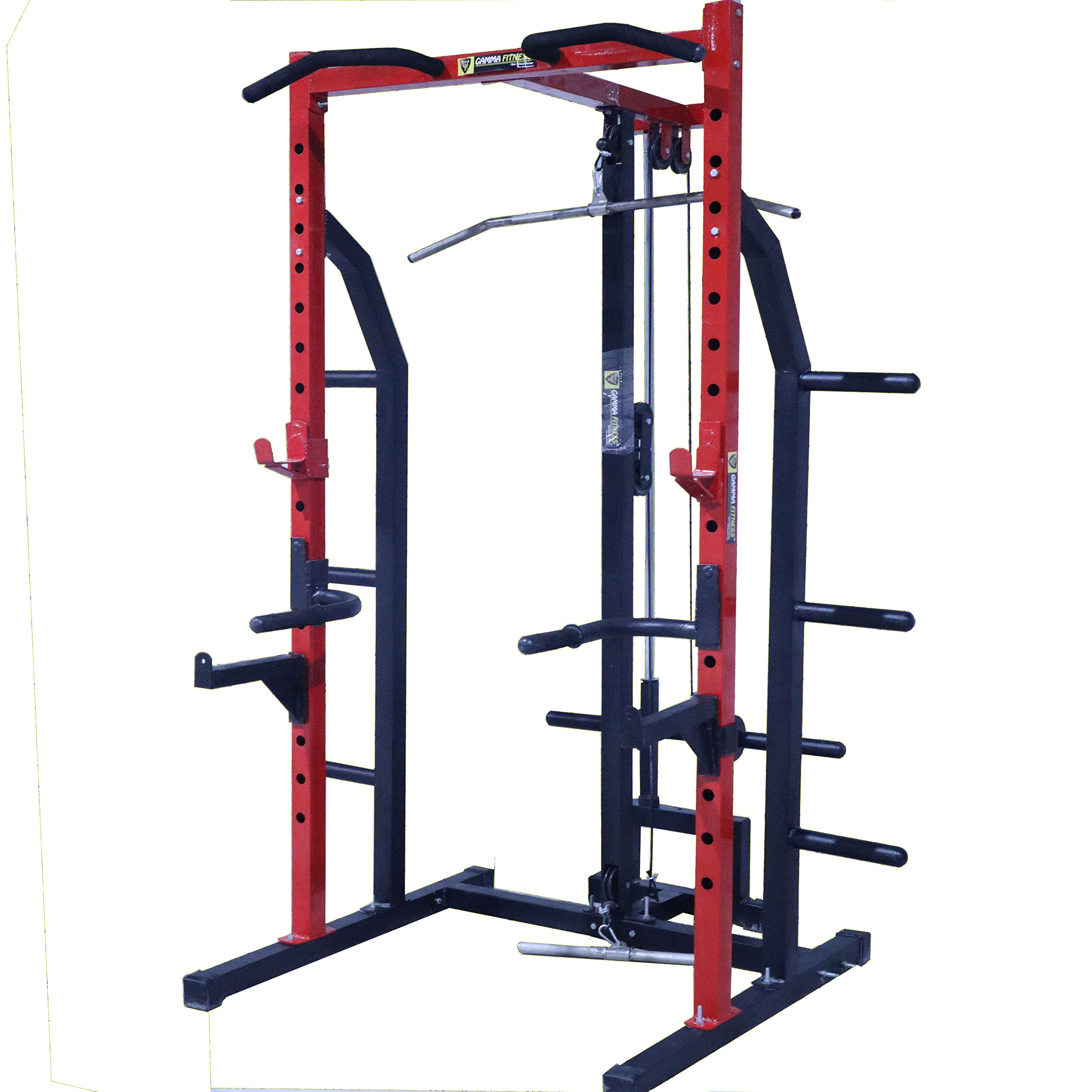 GAMMA FITNESS Half Power Squat Rack PR-91 with LATS Pull Down and Rowing