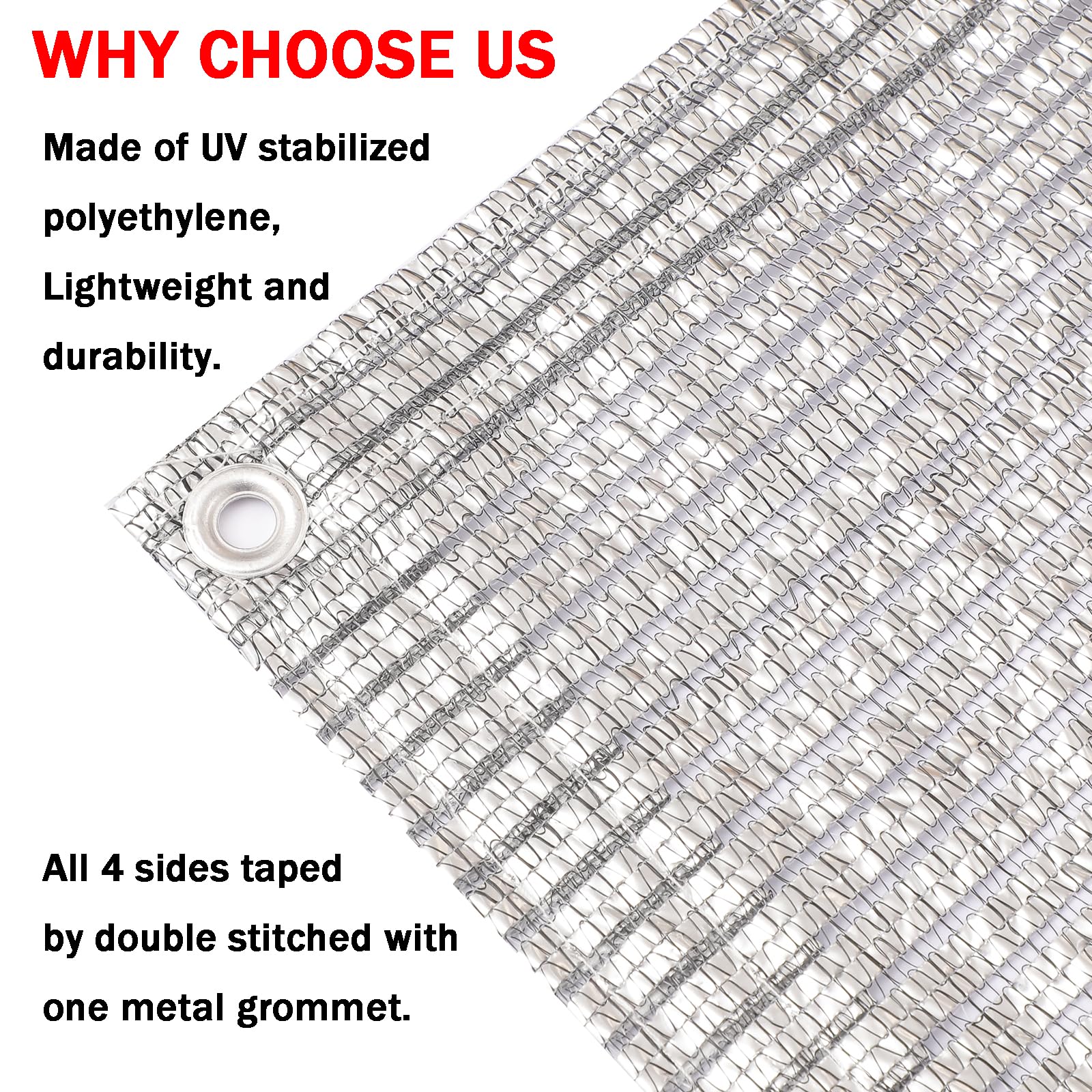 65% aluminium, tkanina zacieniająca z przelotkami, siatka, blokada przeciwsłoneczna, osłona z tkaniny, baldachim, odbijający słońce, cień dla zwierząt domowych, do ogrodu, biały/czarny, 4 m x 5,9 m