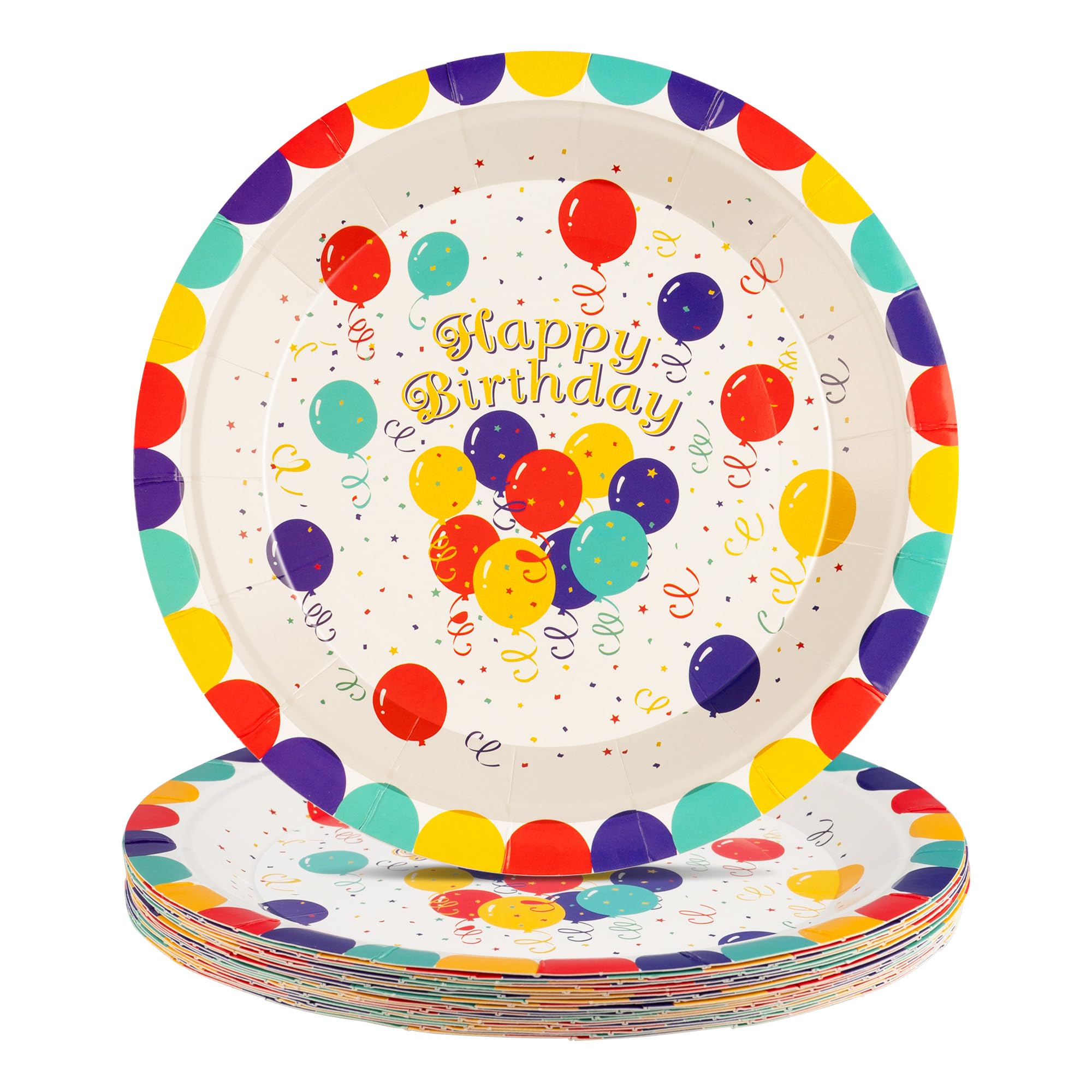20 PCS Happy Birthday Paper Plates 7 Inch Dessert Plates Disposable Colorful Party Supplies Birthday Party Decorations Table Decor for Boys and Girls Favors Cake Tray for Everyday Use ( Balloon)