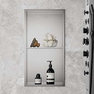Duschnische Edelstahl 60x30x10 cm (30x30x10 cm，30x30x10 cm) Doppelregale Wandnische Dusche Lagerung für Badezimmer-Aufbewahrung Übermontage-Installation, Nano Silber