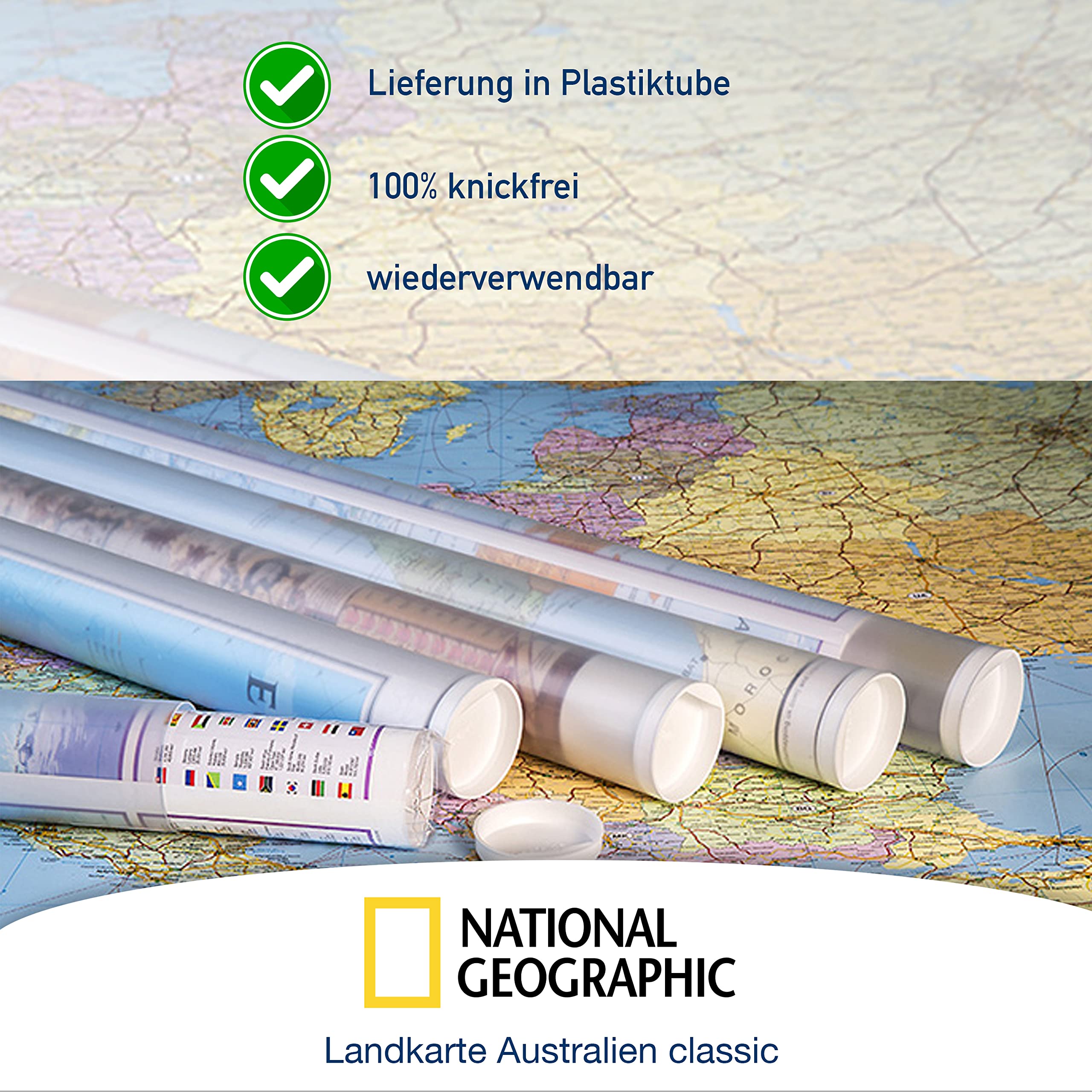 ORBIT Globes & Maps - Australien Landkarte, Kartenbild von National Geographic - Landkarte classic, 77 x 69 cm, englisch