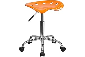 Flash Furniture Taylor Vibrant Orange Tractor Seat and Chrome Stool