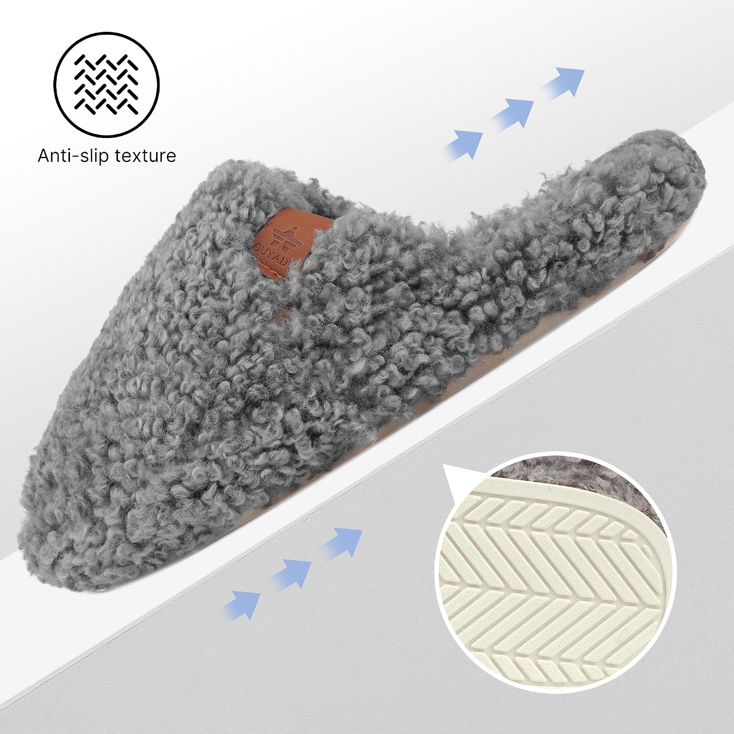 Womens Fuzzy Slippers Wide Width Ladies Arch Support Memory Foam Slippers Warm Comfy faux fur Slip On Indoor House Shoes